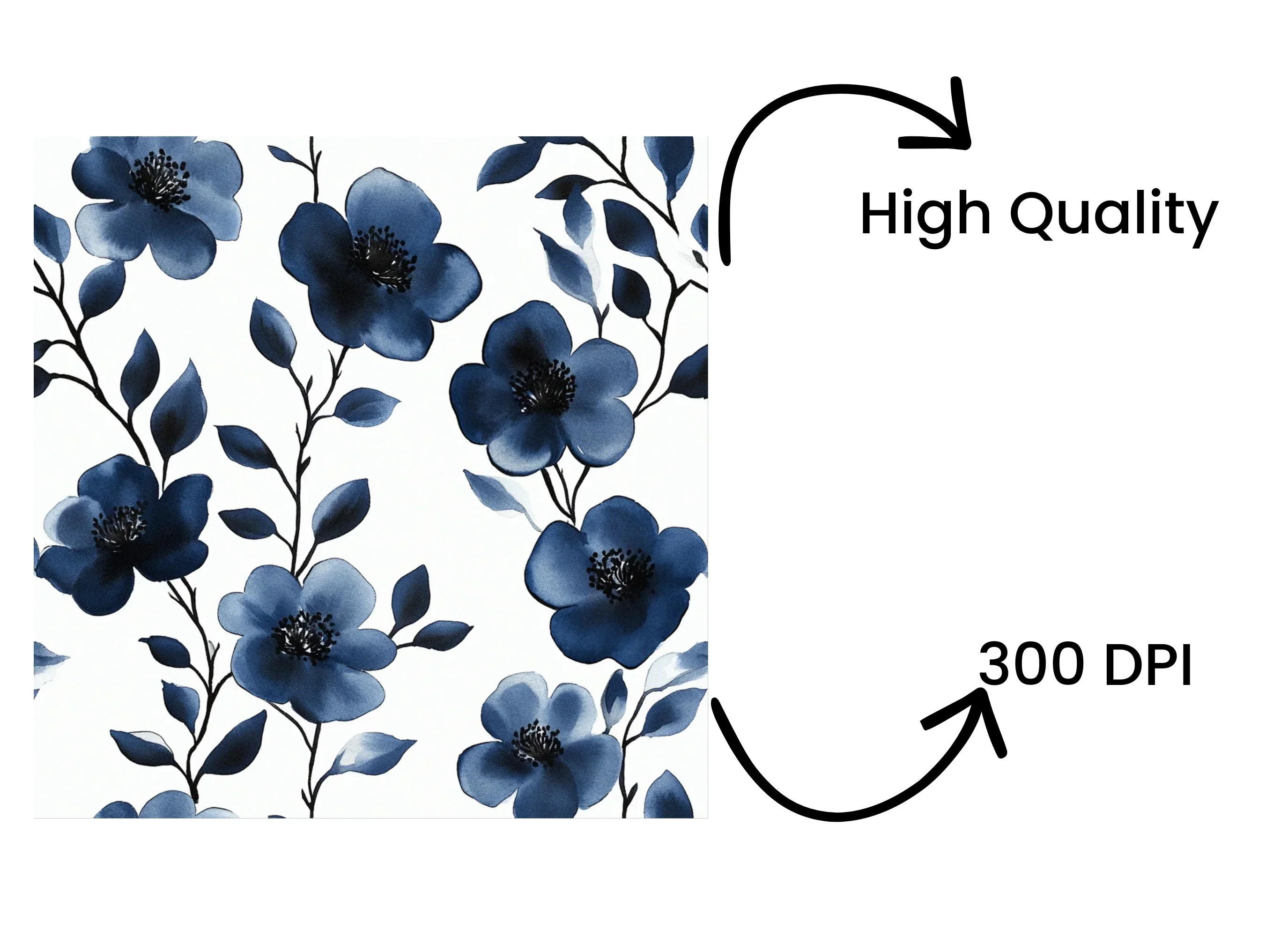 Blue Floral Seamless Pattern Clipart Bundle - Image 4