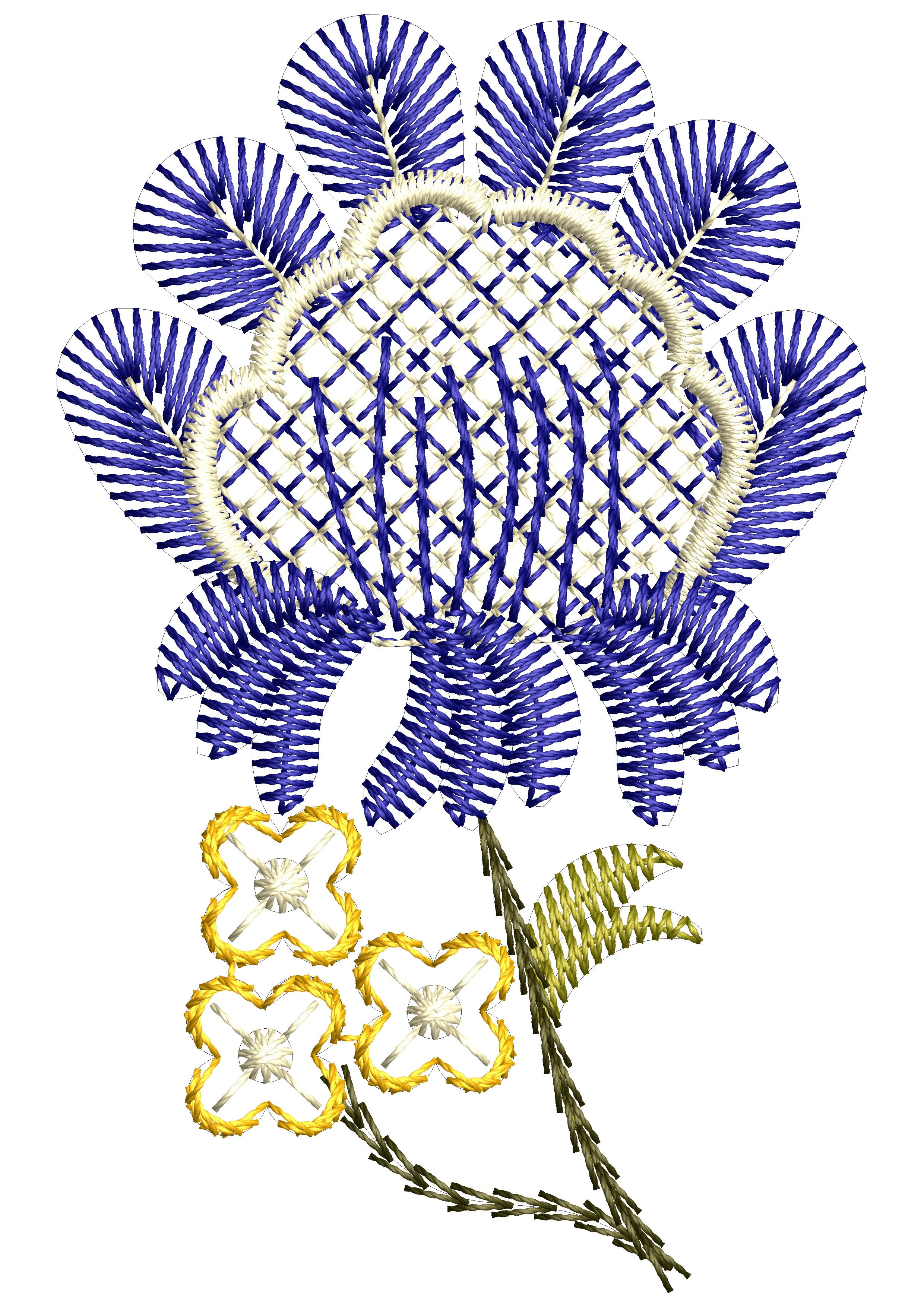 Blue Flower Embroidery Design