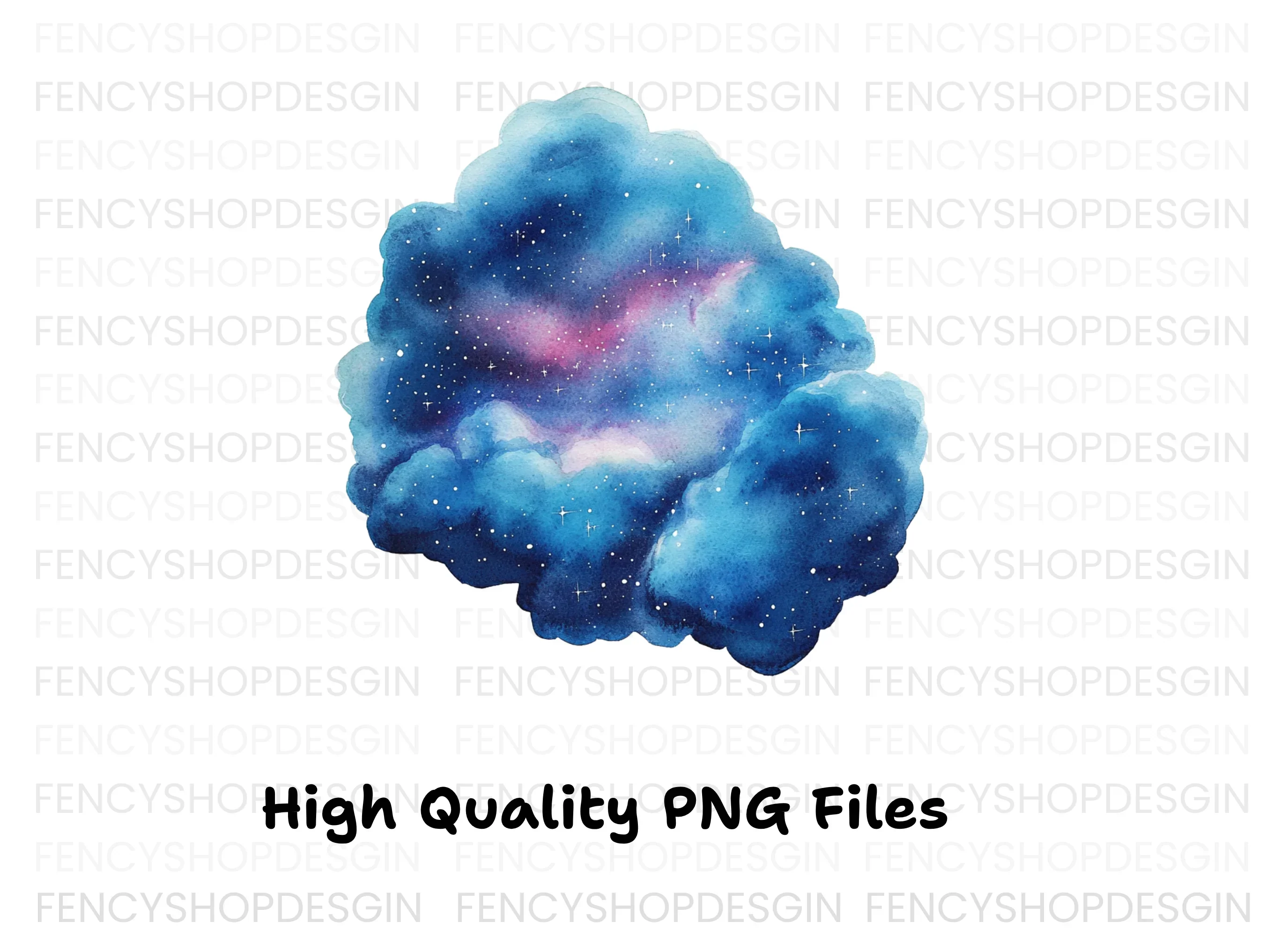 Blue Galaxy Clouds Clipart Bundle - Image 3