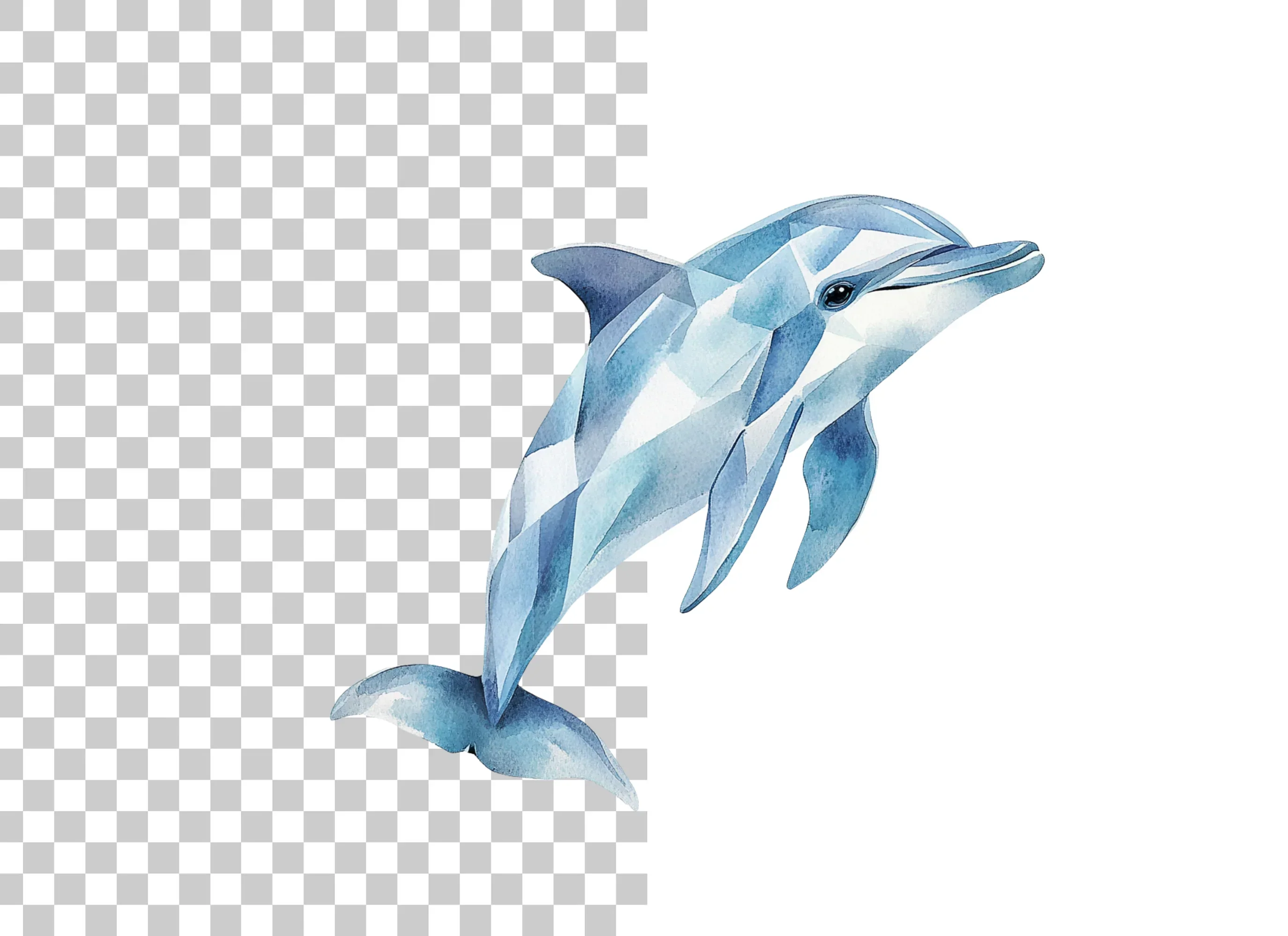 Blue Geometric Dolphin Clipart Bundle - Image 2