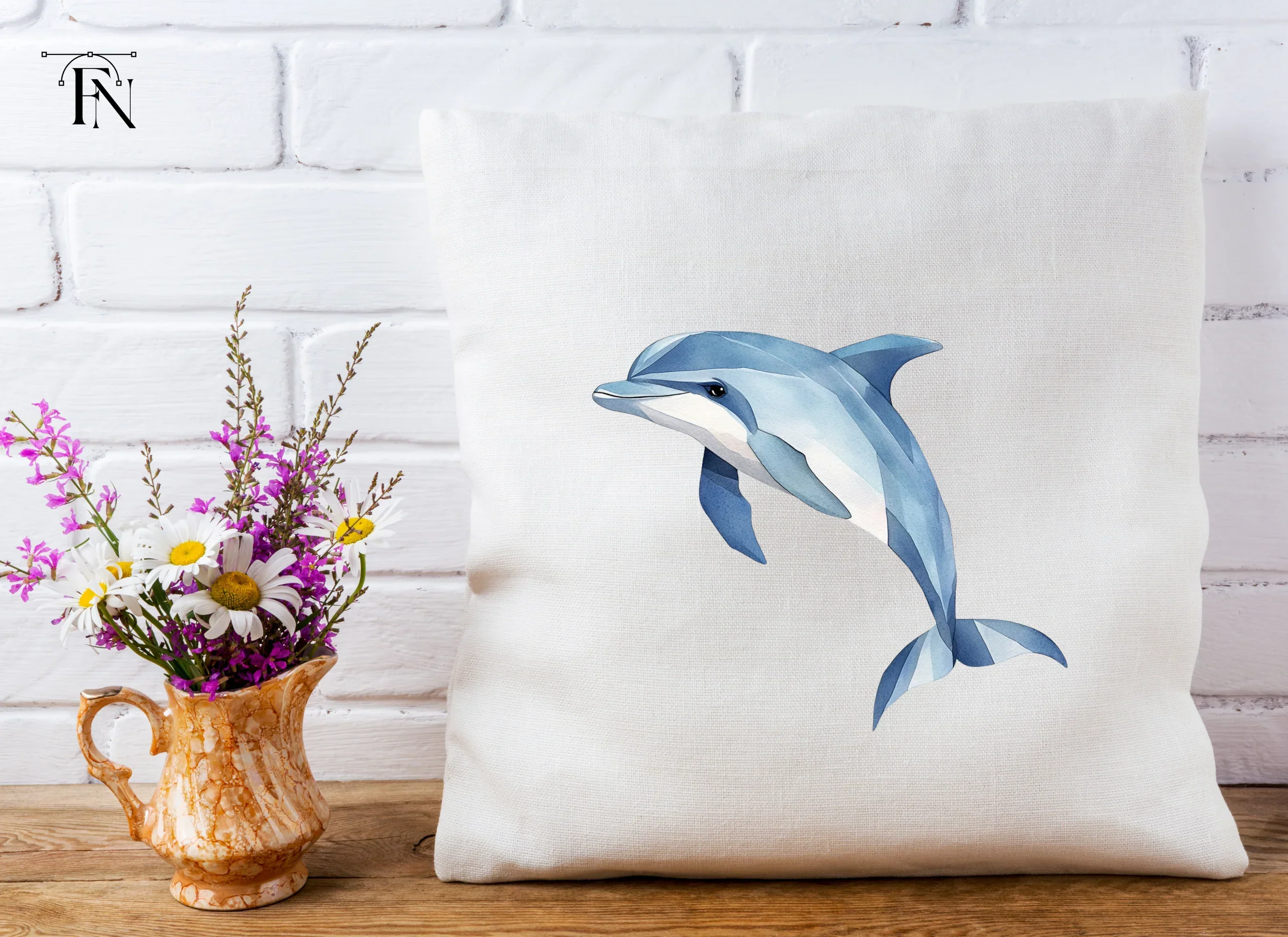 Blue Geometric Dolphin Clipart Bundle - Image 5