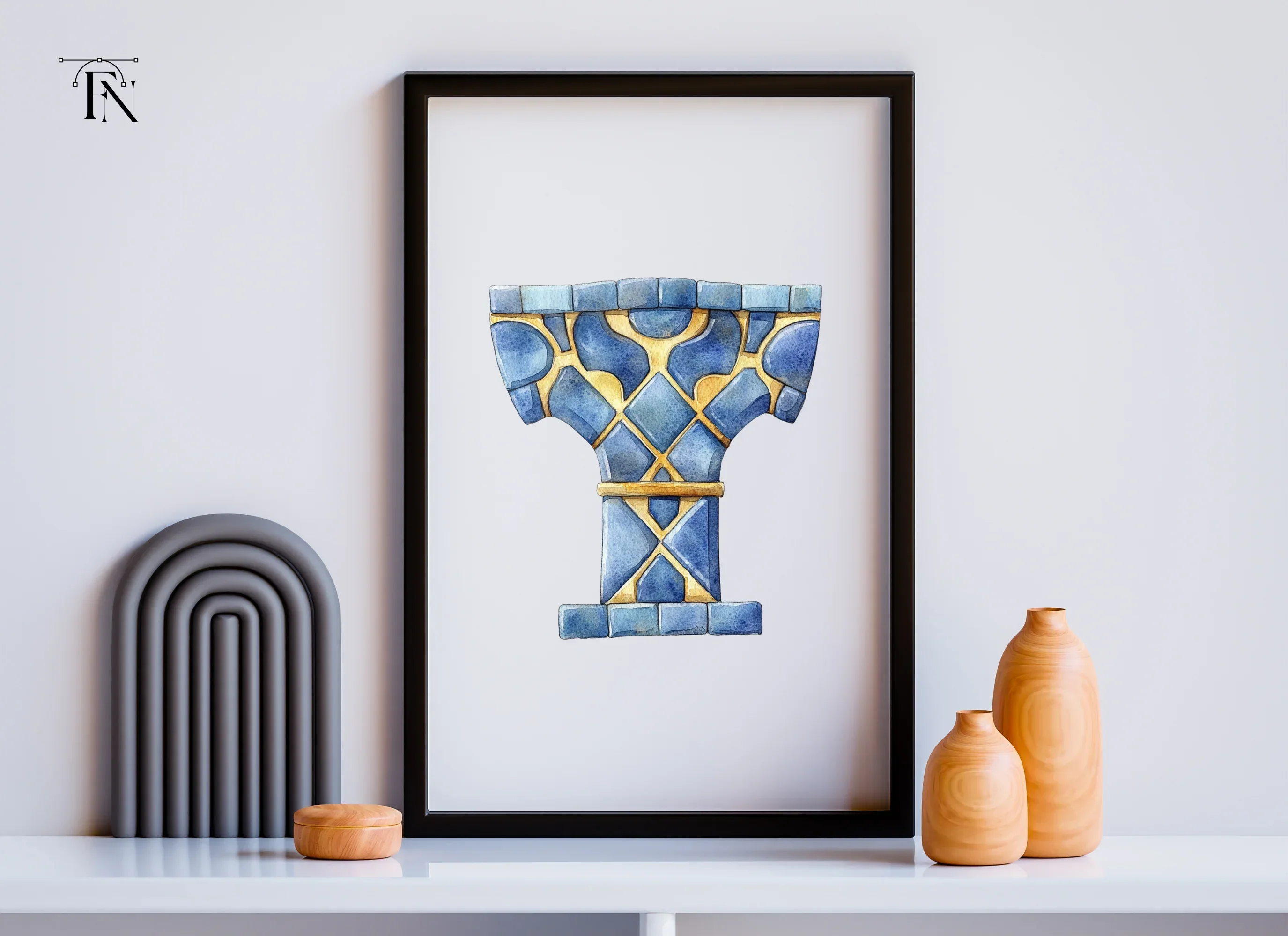 Blue Gold Ornate Column Clipart Bundle - Image 6