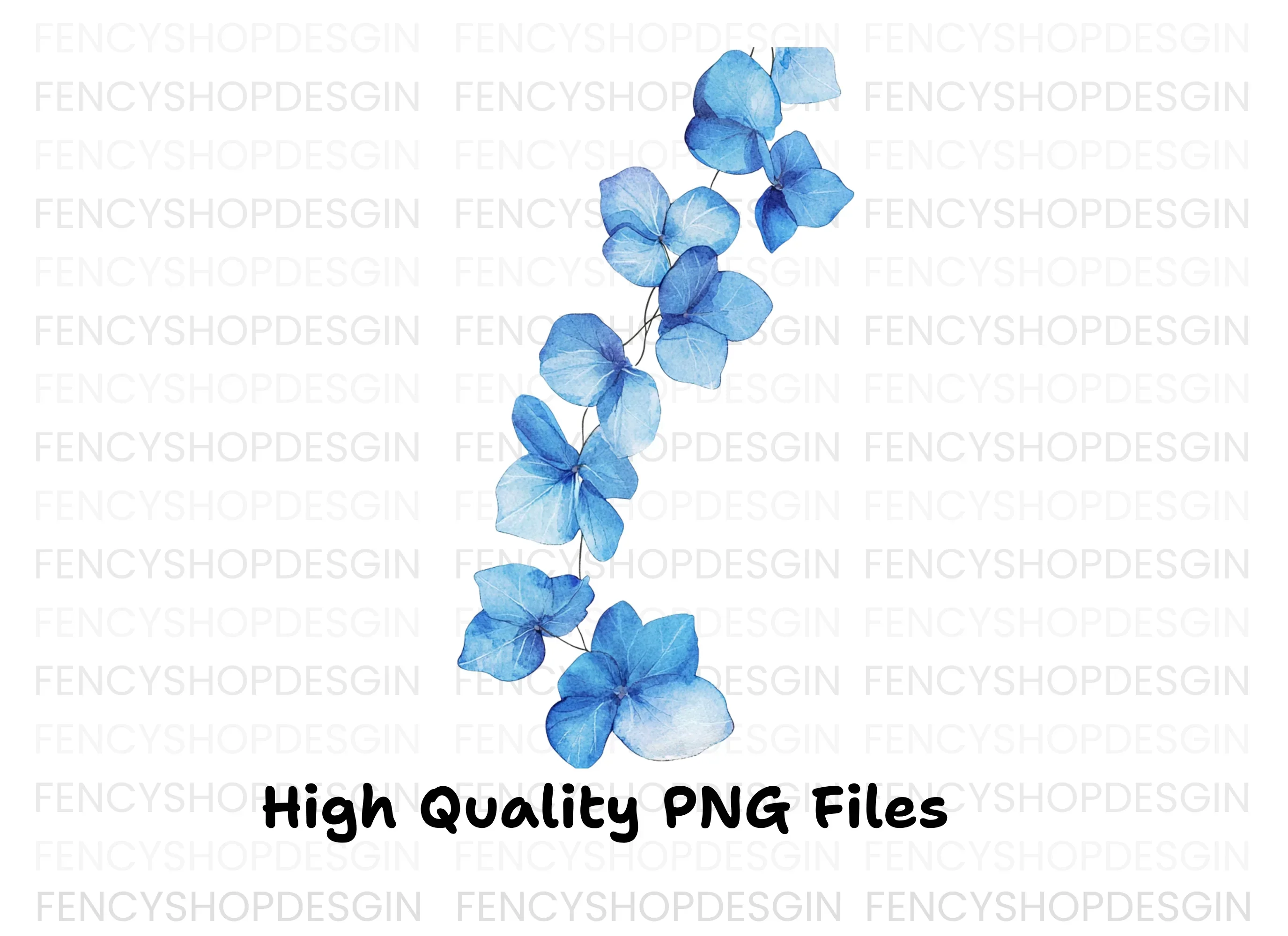 Blue Hydrangea Floral Clipart Bundle - Image 3