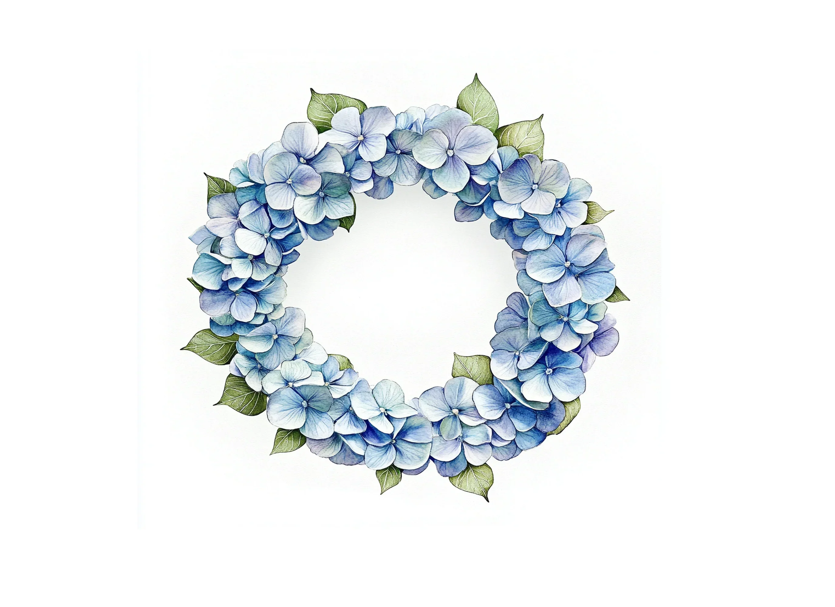 Blue Hydrangea Flower Wreath Clipart Bundle - Image 3