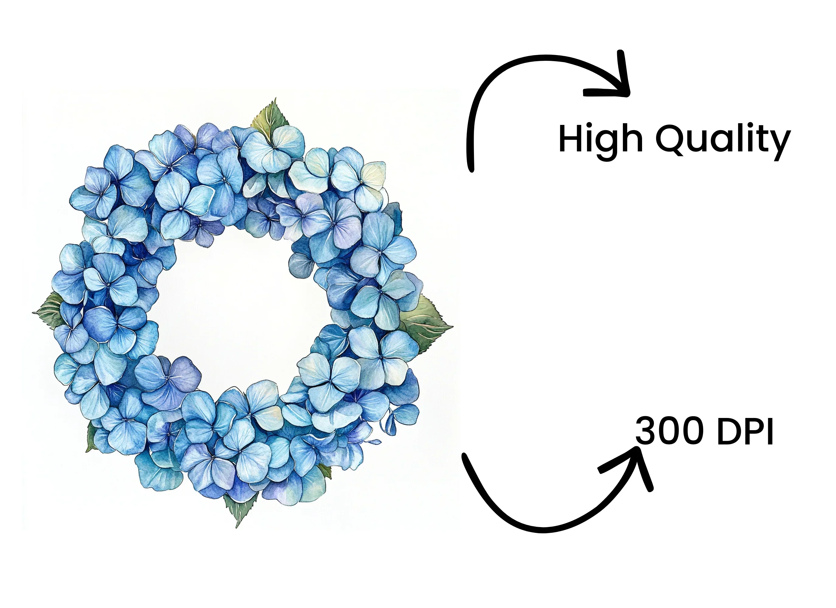 Blue Hydrangea Flower Wreath Clipart Bundle - Image 4