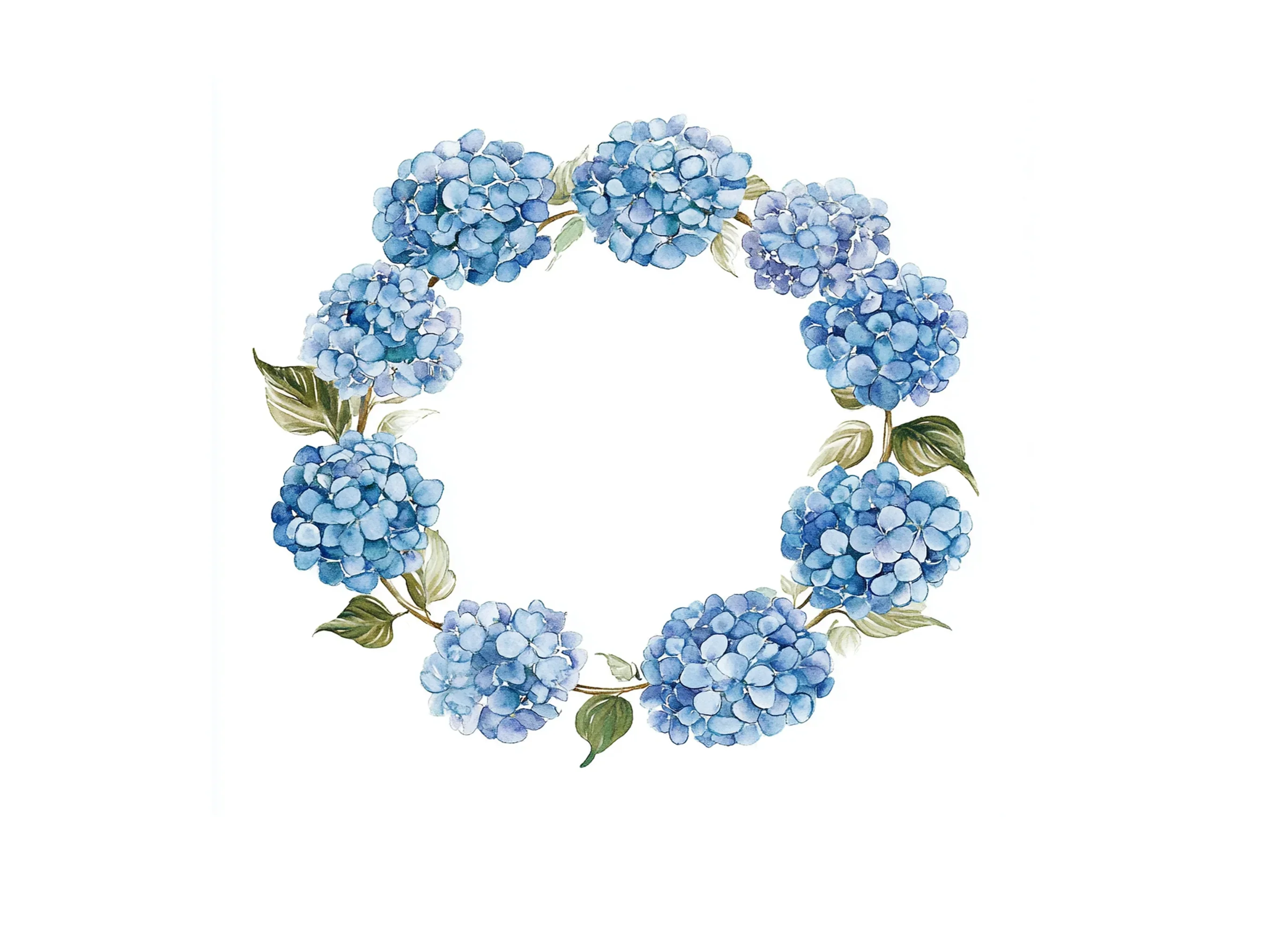 Blue Hydrangea Wreath Clipart Bundle - Image 2
