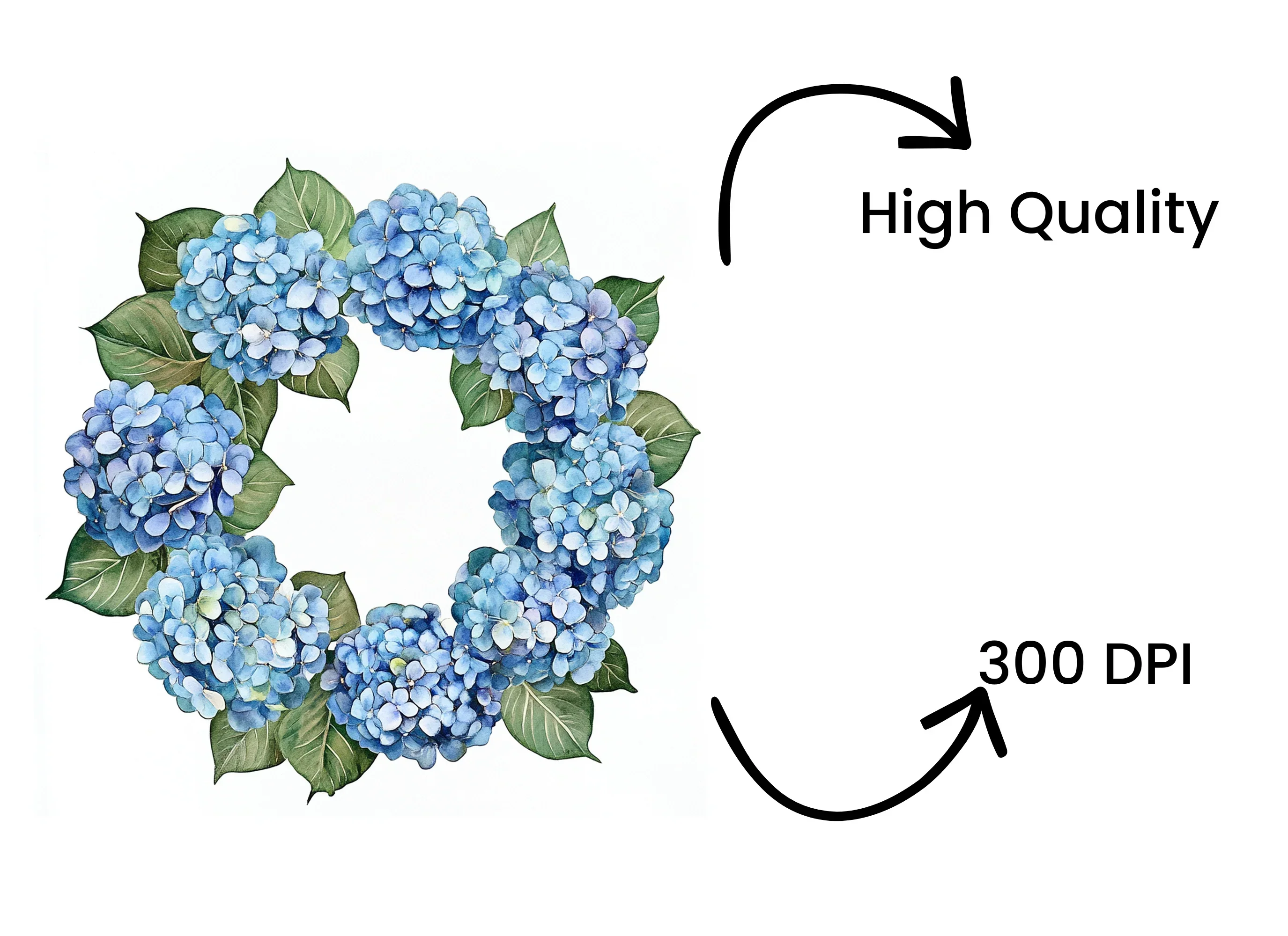 Blue Hydrangea Wreath Clipart Bundle - Image 4