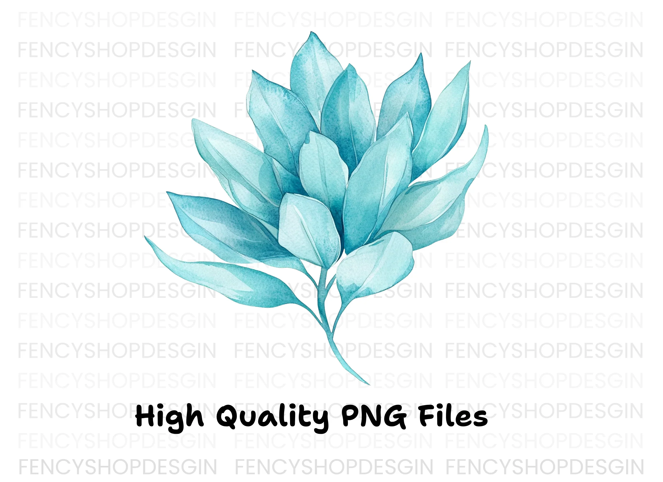Blue Leaves Branch Clipart Bundle - Image 2