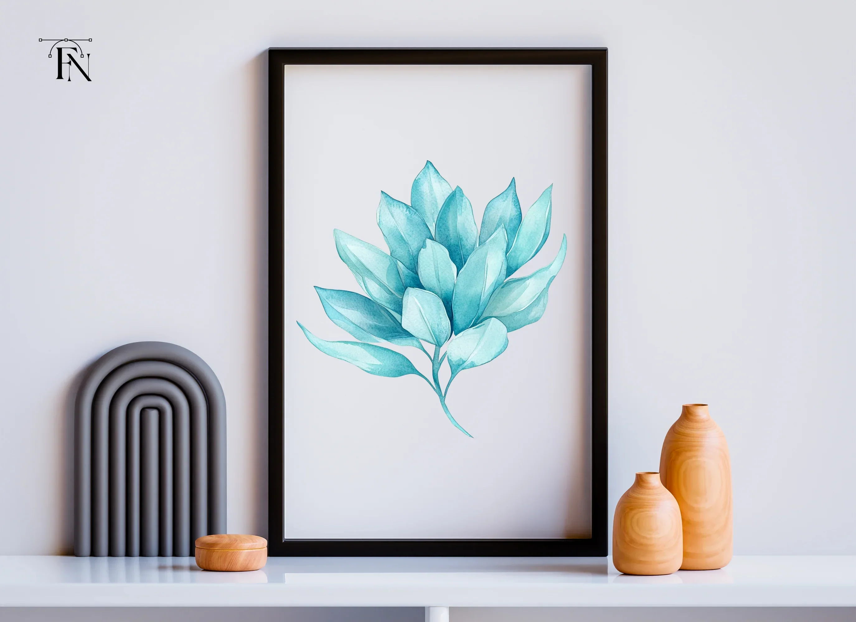 Blue Leaves Branch Clipart Bundle - Image 3