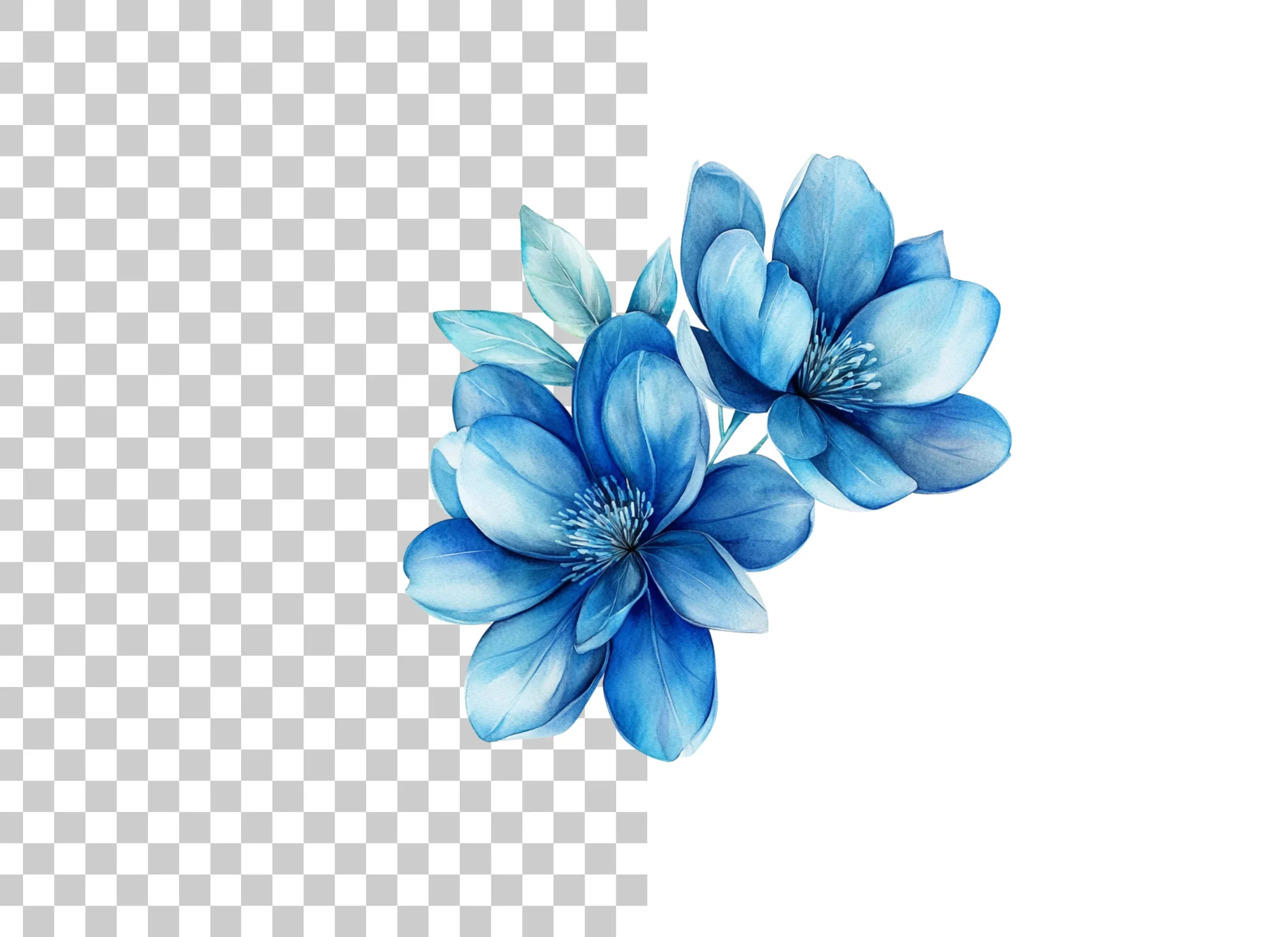 Blue Magnolia Flowers Clipart Bundle - Image 2