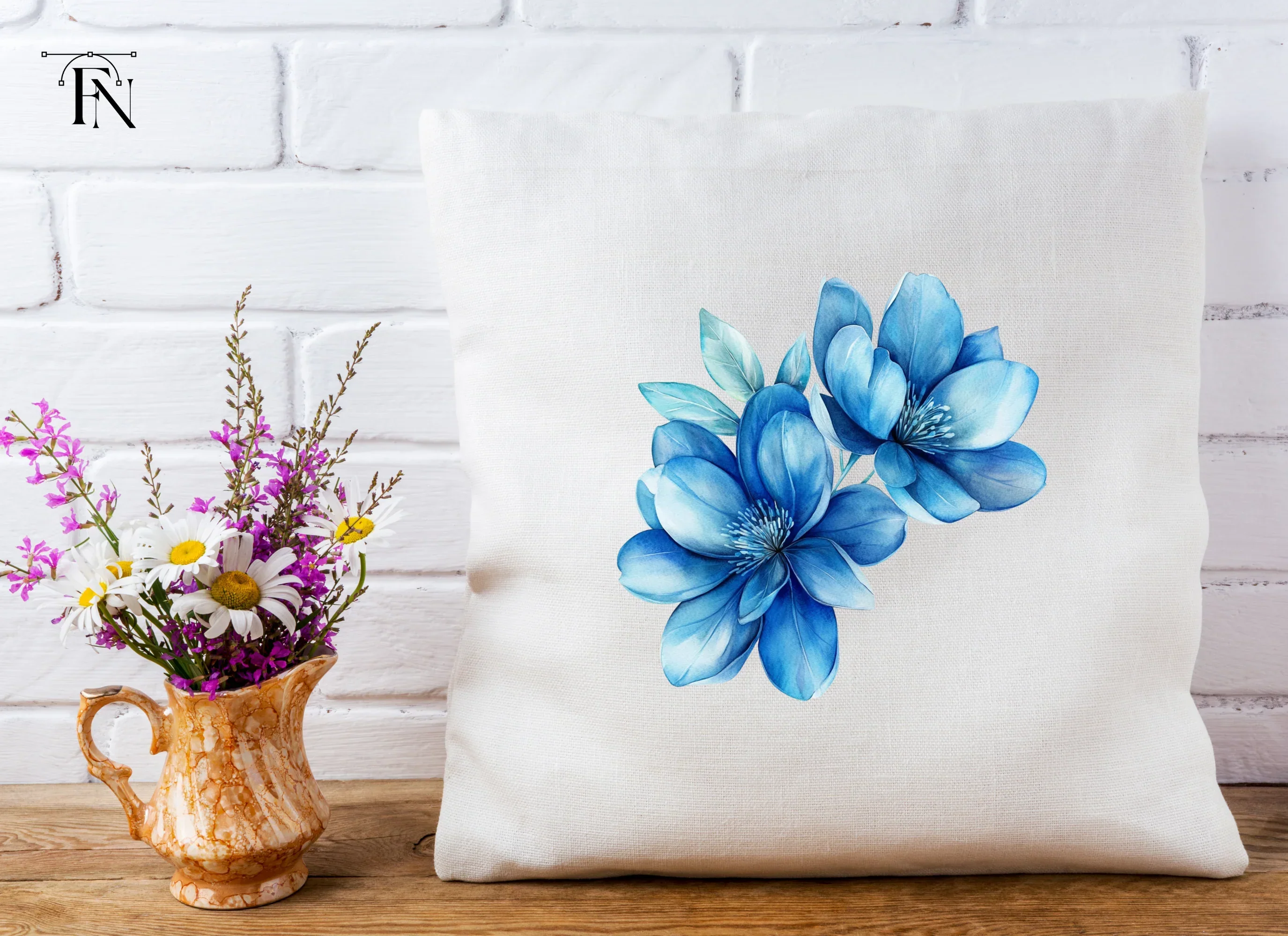 Blue Magnolia Flowers Clipart Bundle - Image 5
