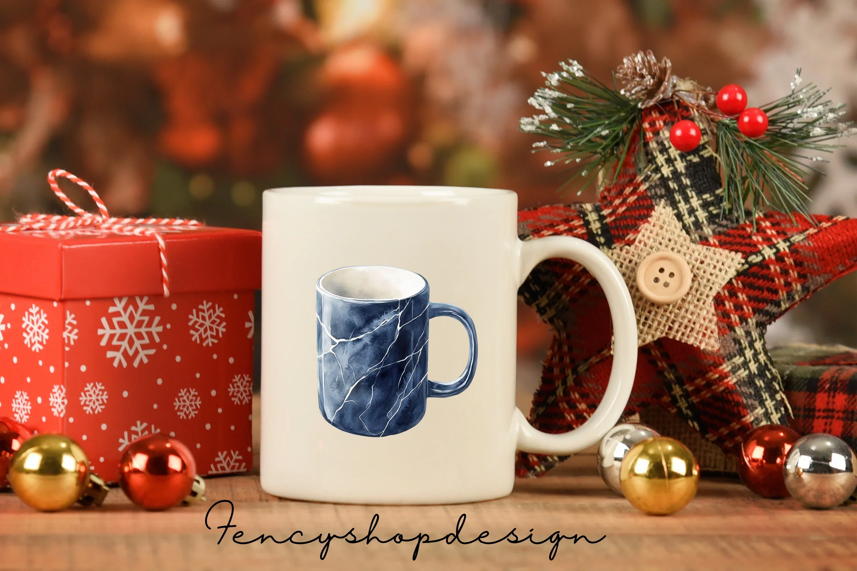 Blue Marble Mugs Clipart Bundle - Image 3