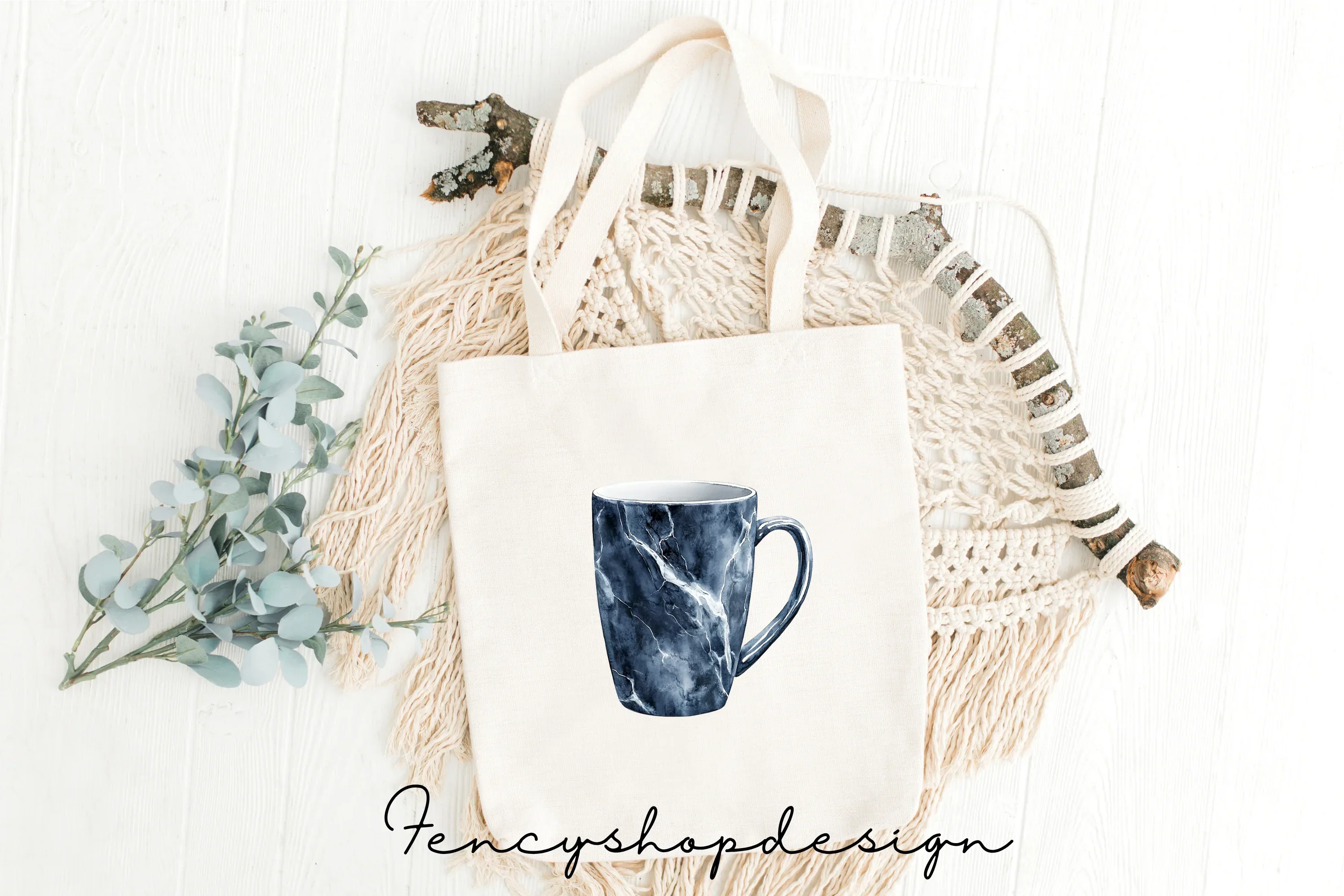 Blue Marble Mugs Clipart Bundle - Image 4