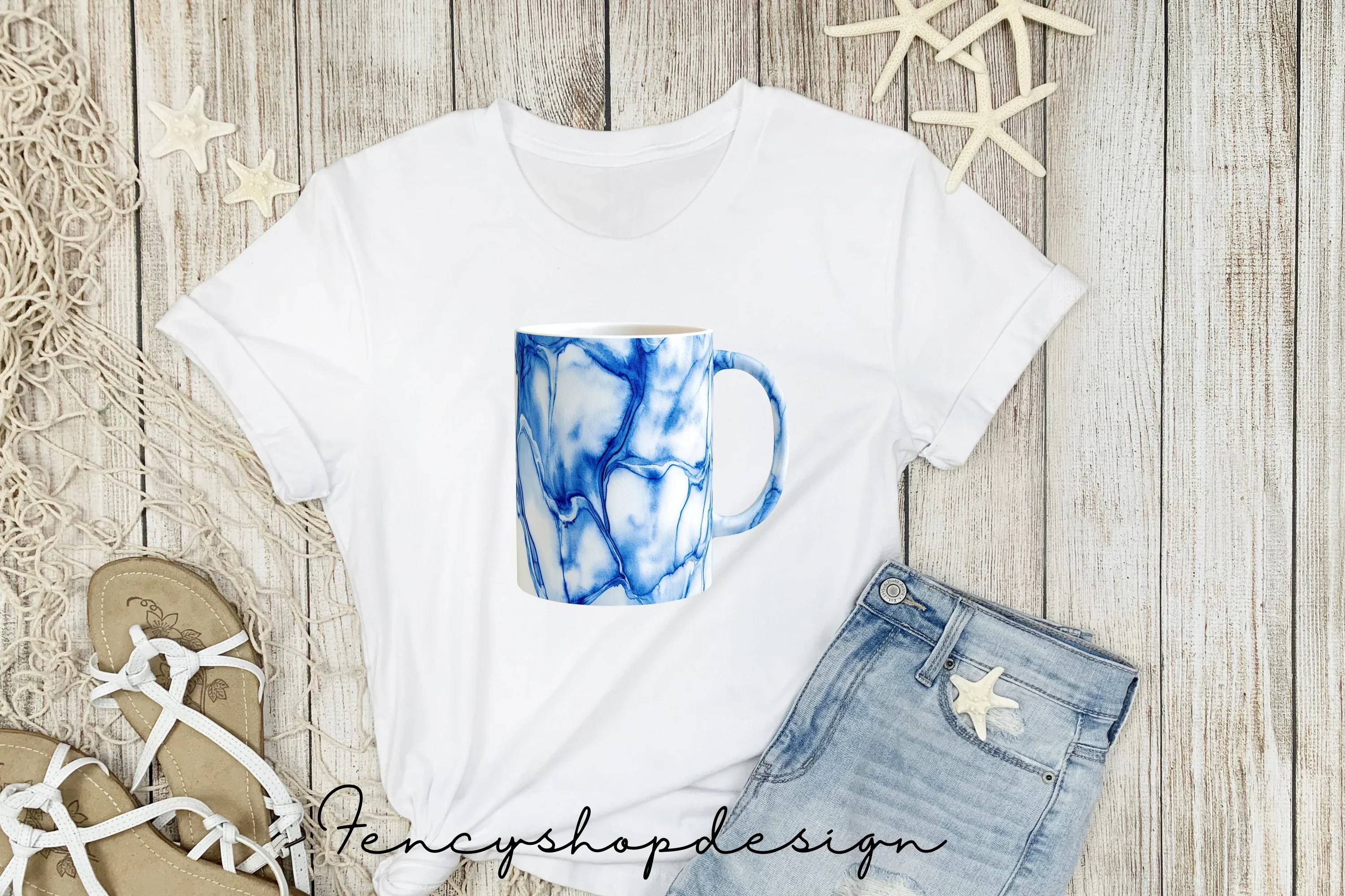Blue Marble Mugs Clipart Bundle - Image 5