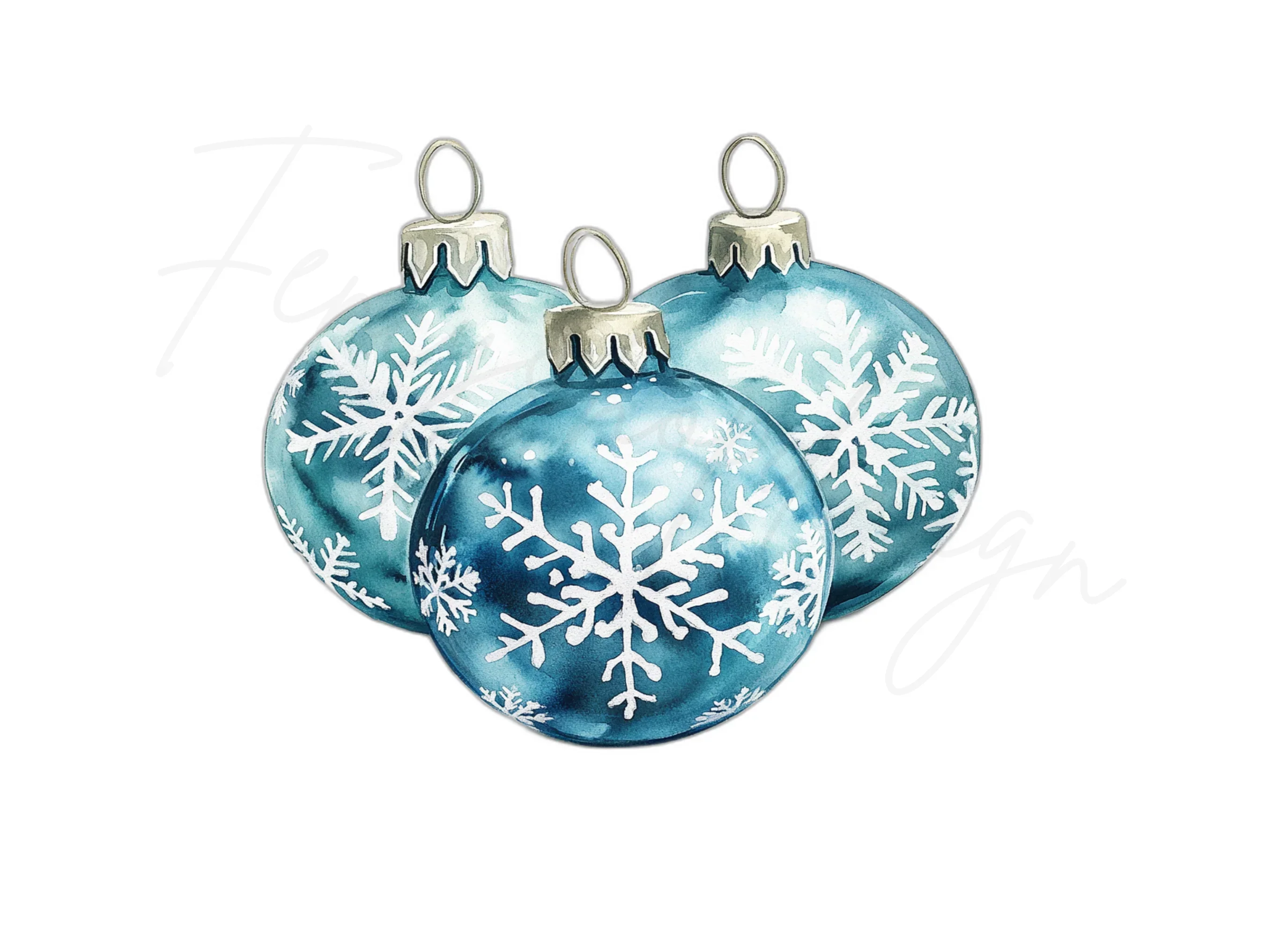 Blue Snowflake Ornaments Clipart Bundle - Image 3