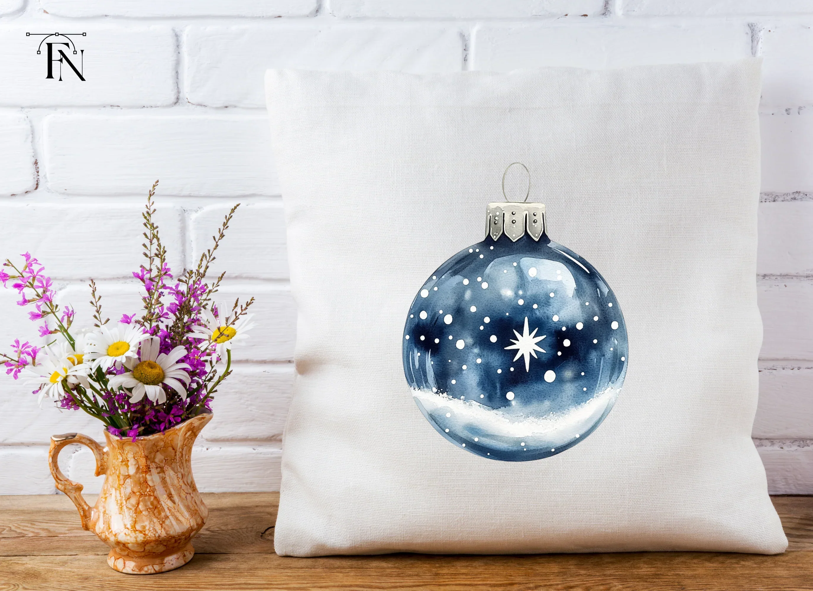 Blue Star Christmas Ornaments Clipart Bundle - Image 5
