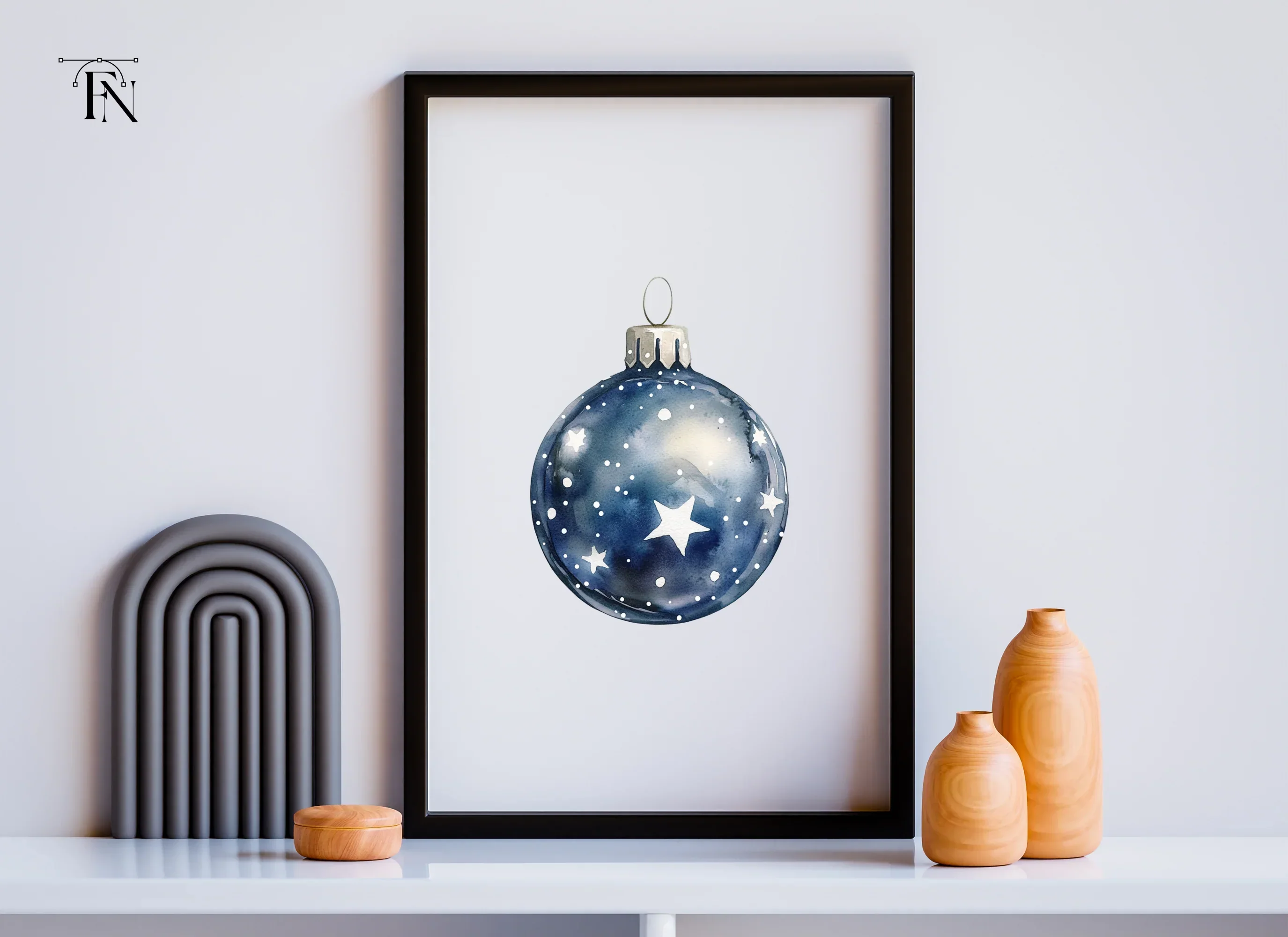 Blue Star Christmas Ornaments Clipart Bundle - Image 6