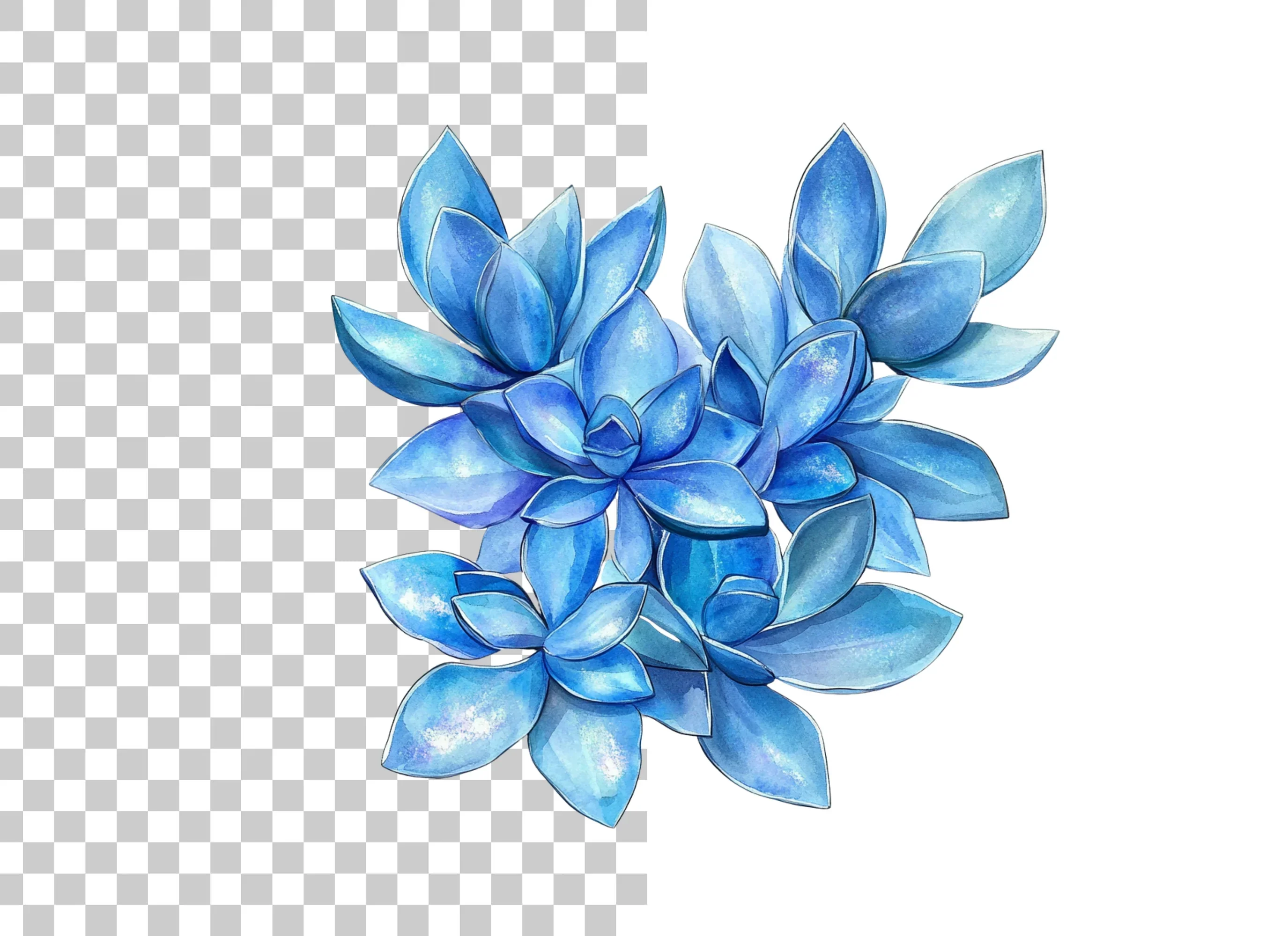 Blue Succulent and Leaf Clipart Bundle - Image 2