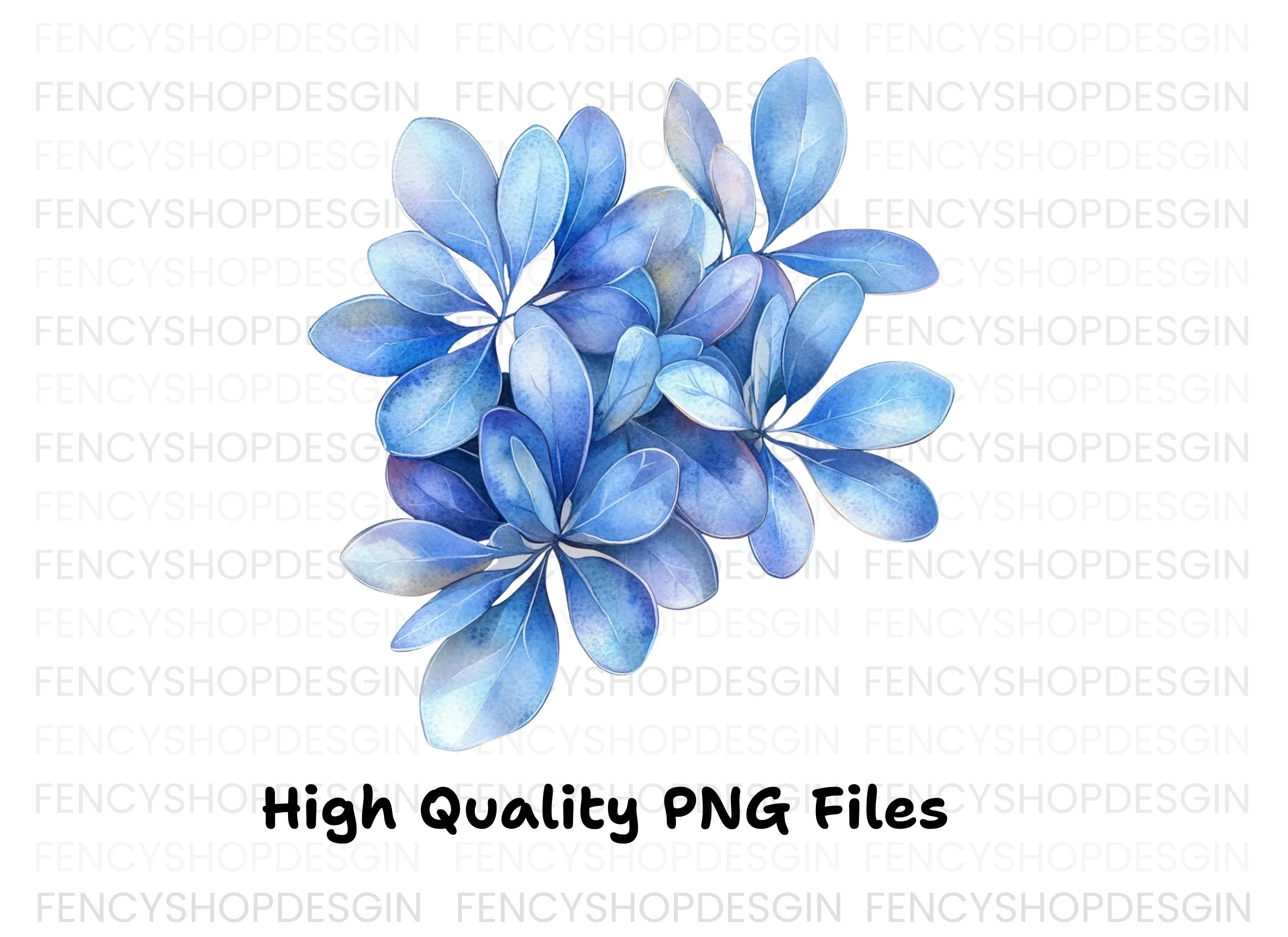 Blue Succulent and Leaf Clipart Bundle - Image 3