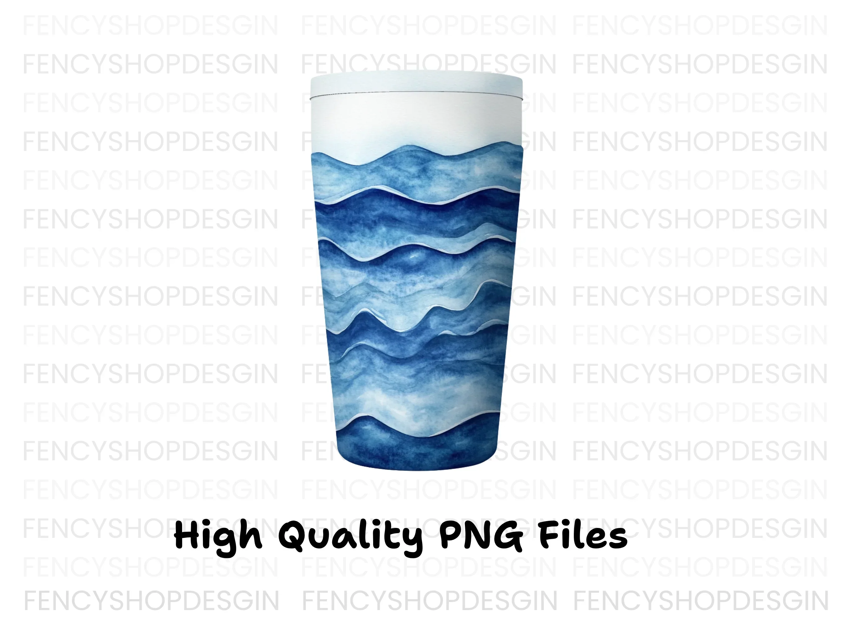 Blue Waves Tumbler Clipart Bundle - Image 3