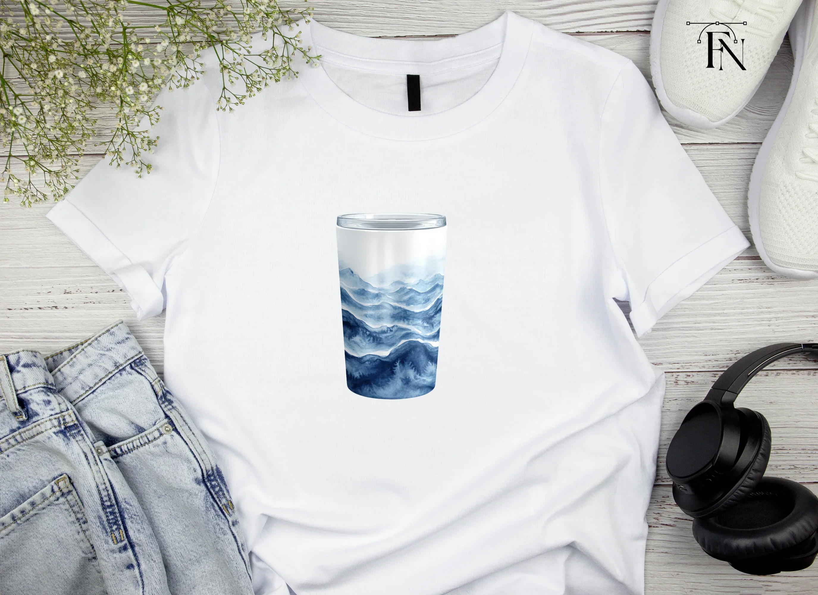 Blue Waves Tumbler Clipart Bundle - Image 4