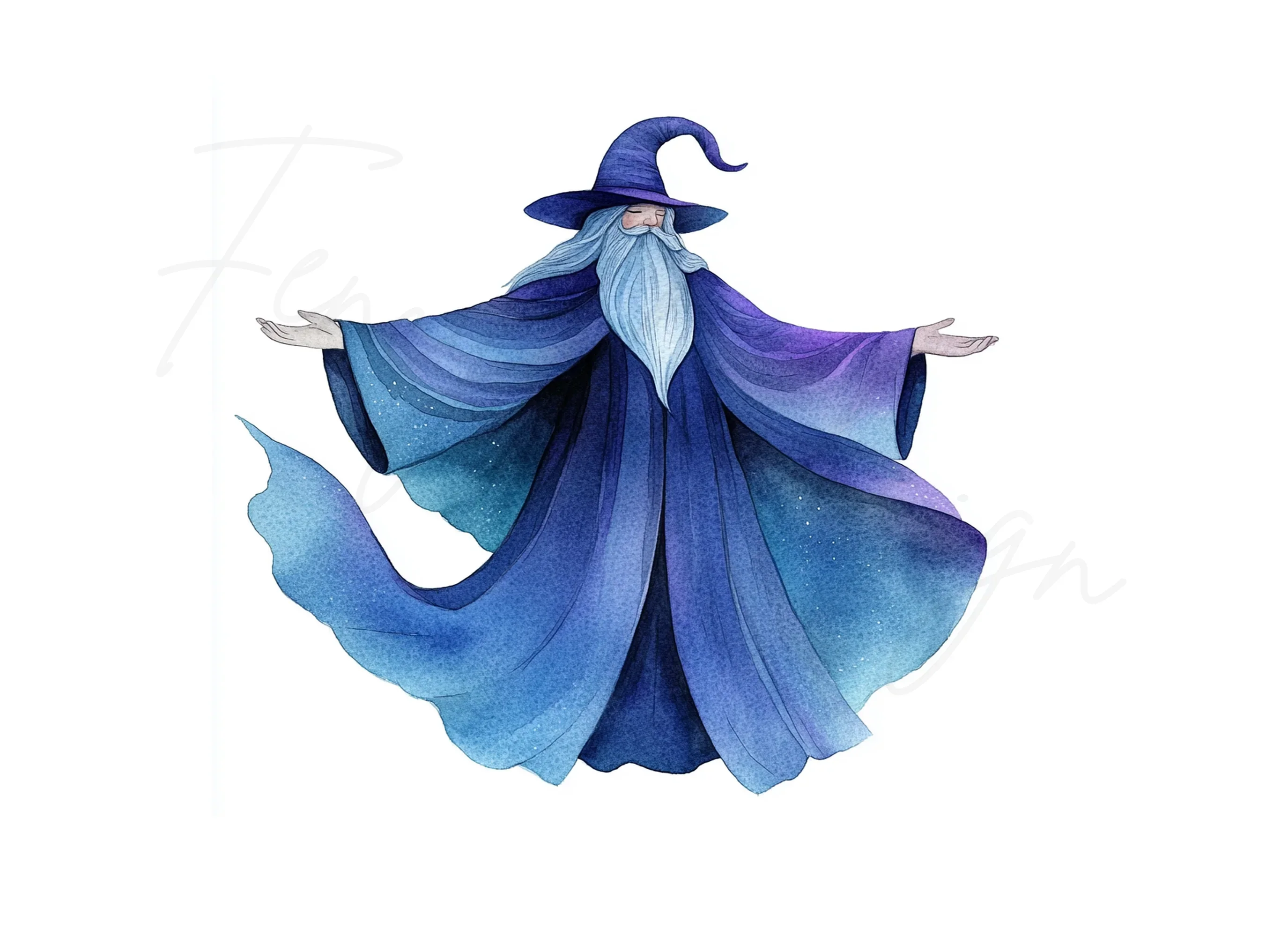 Blue Wizard Clipart Bundle - Image 3