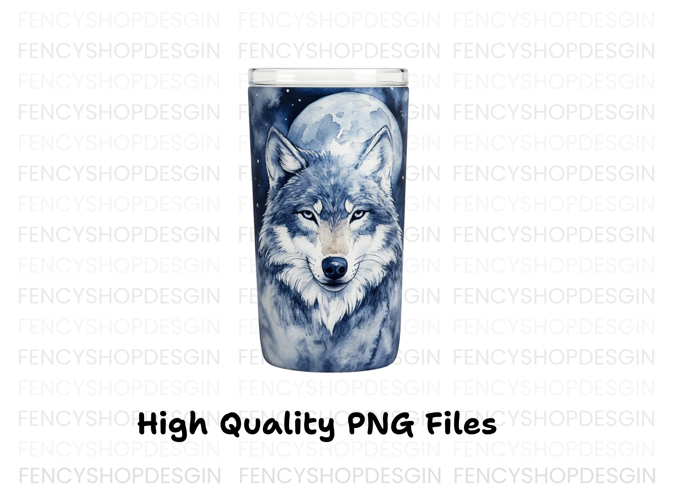 Blue Wolf Moon Tumbler Clipart Bundle - Image 2