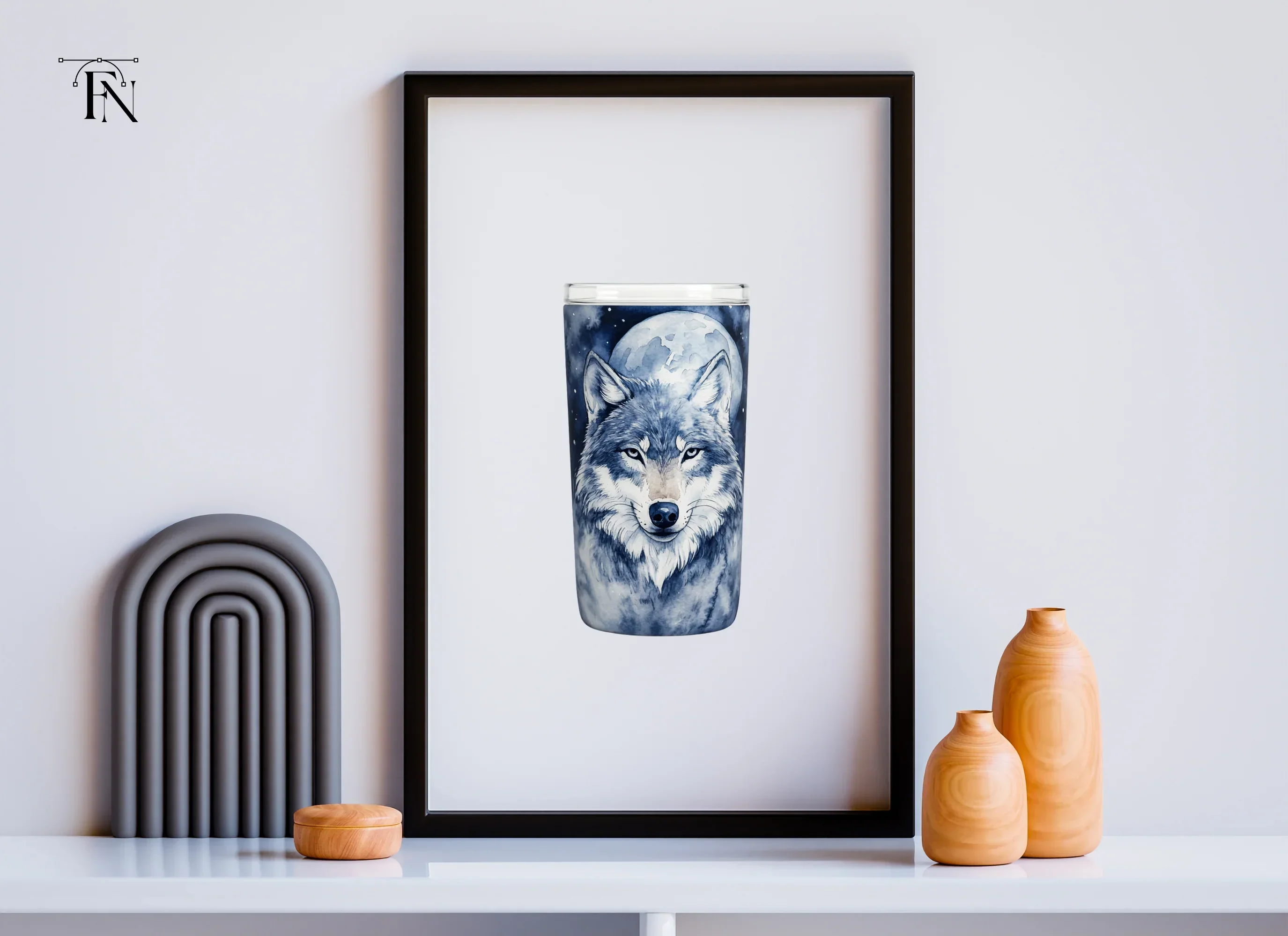 Blue Wolf Moon Tumbler Clipart Bundle - Image 4