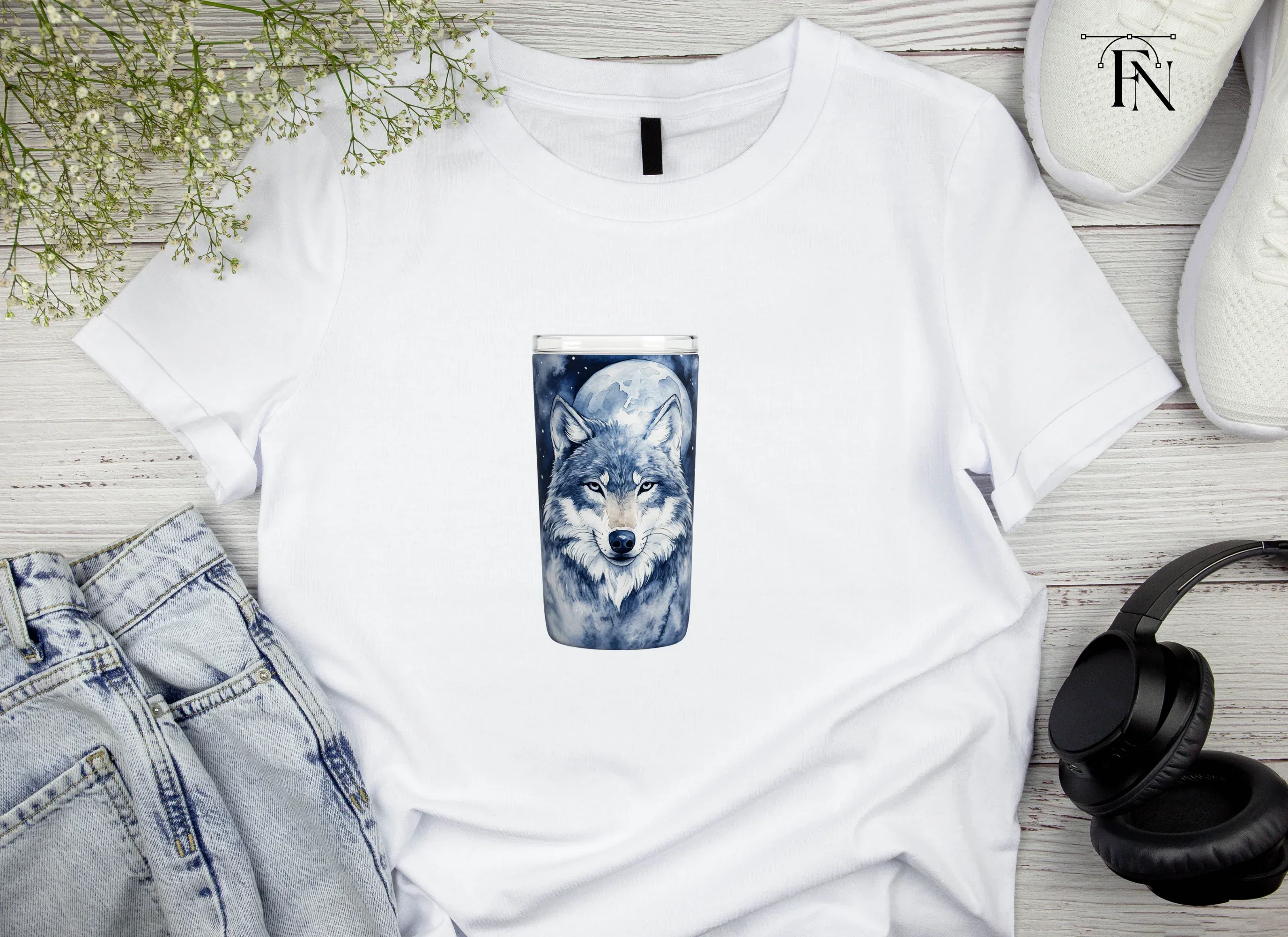 Blue Wolf Moon Tumbler Clipart Bundle - Image 6