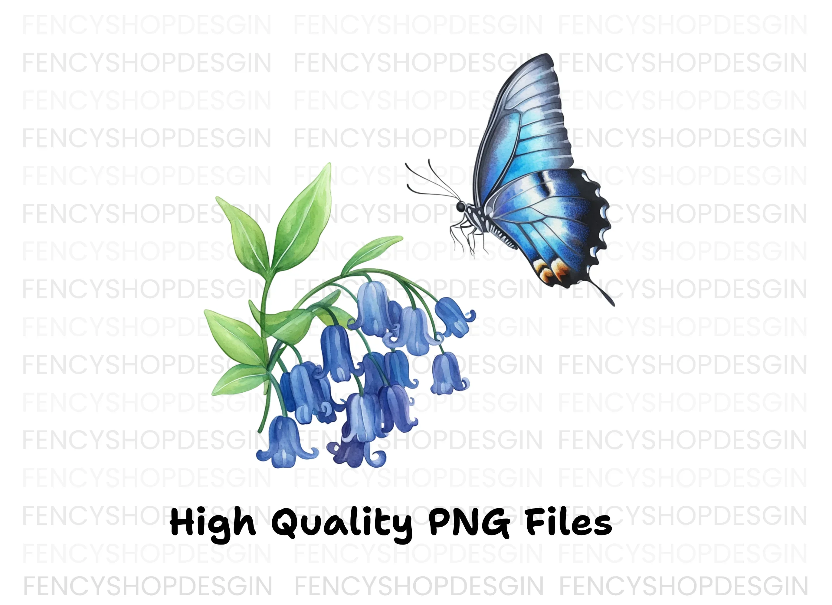 Bluebell Flowers and Butterfly Clipart Bundle - Image 3