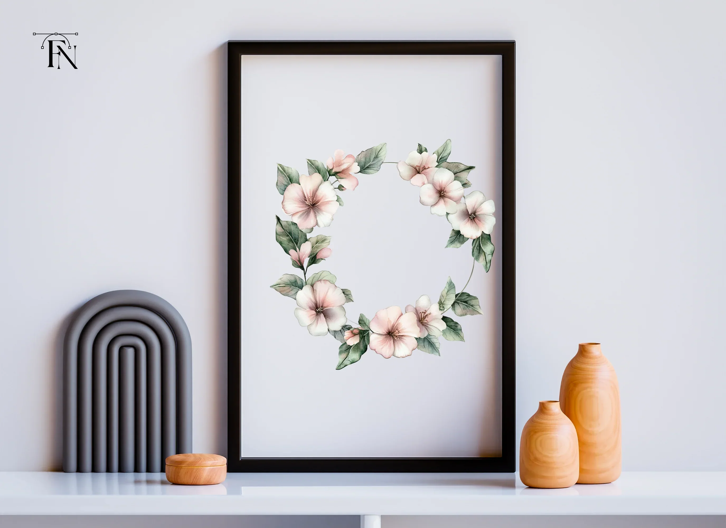 Blush Pink Floral Wreath Clipart Bundle - Image 6