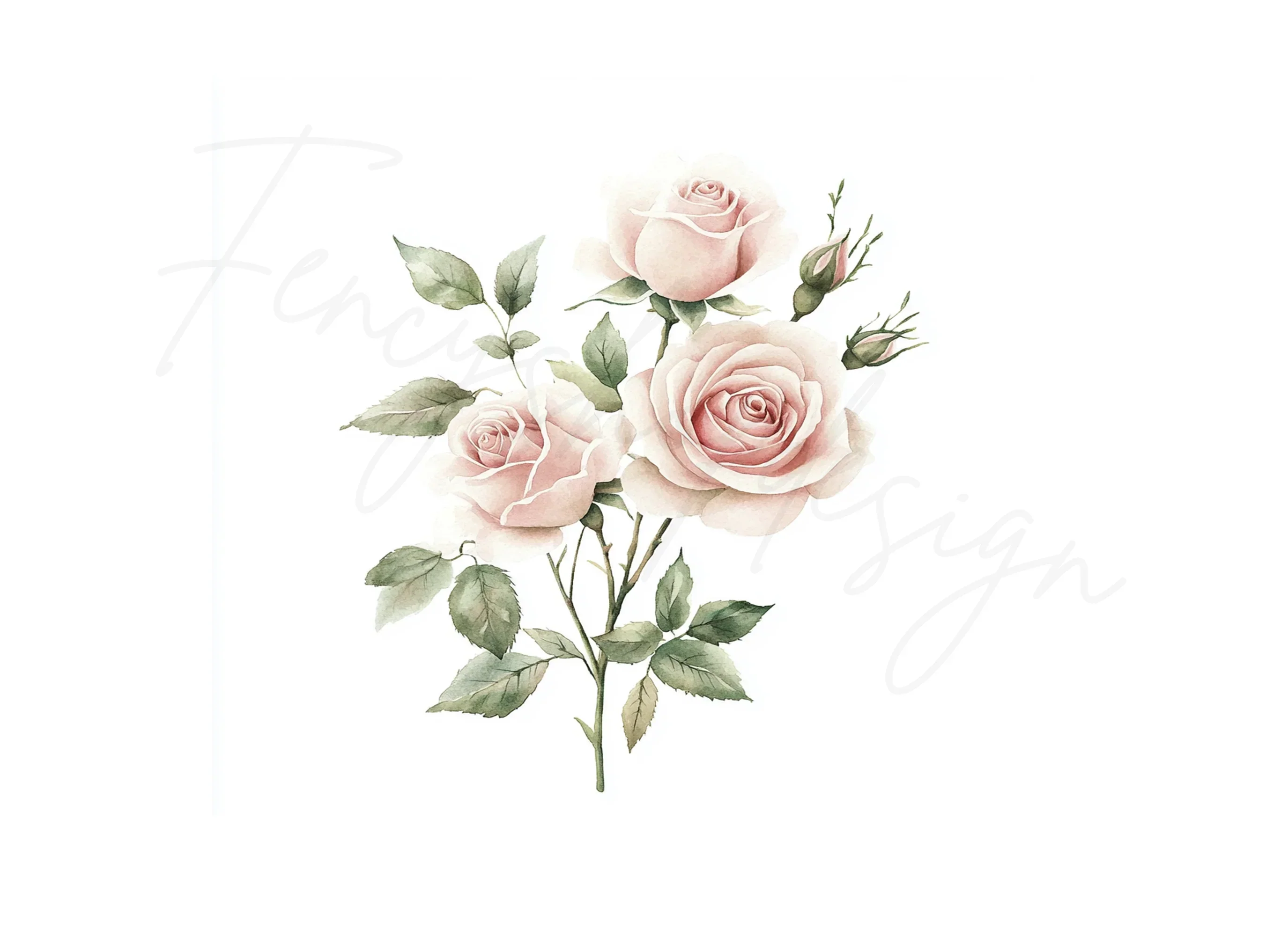 Blush Pink Rose Bouquet Clipart Bundle - Image 2