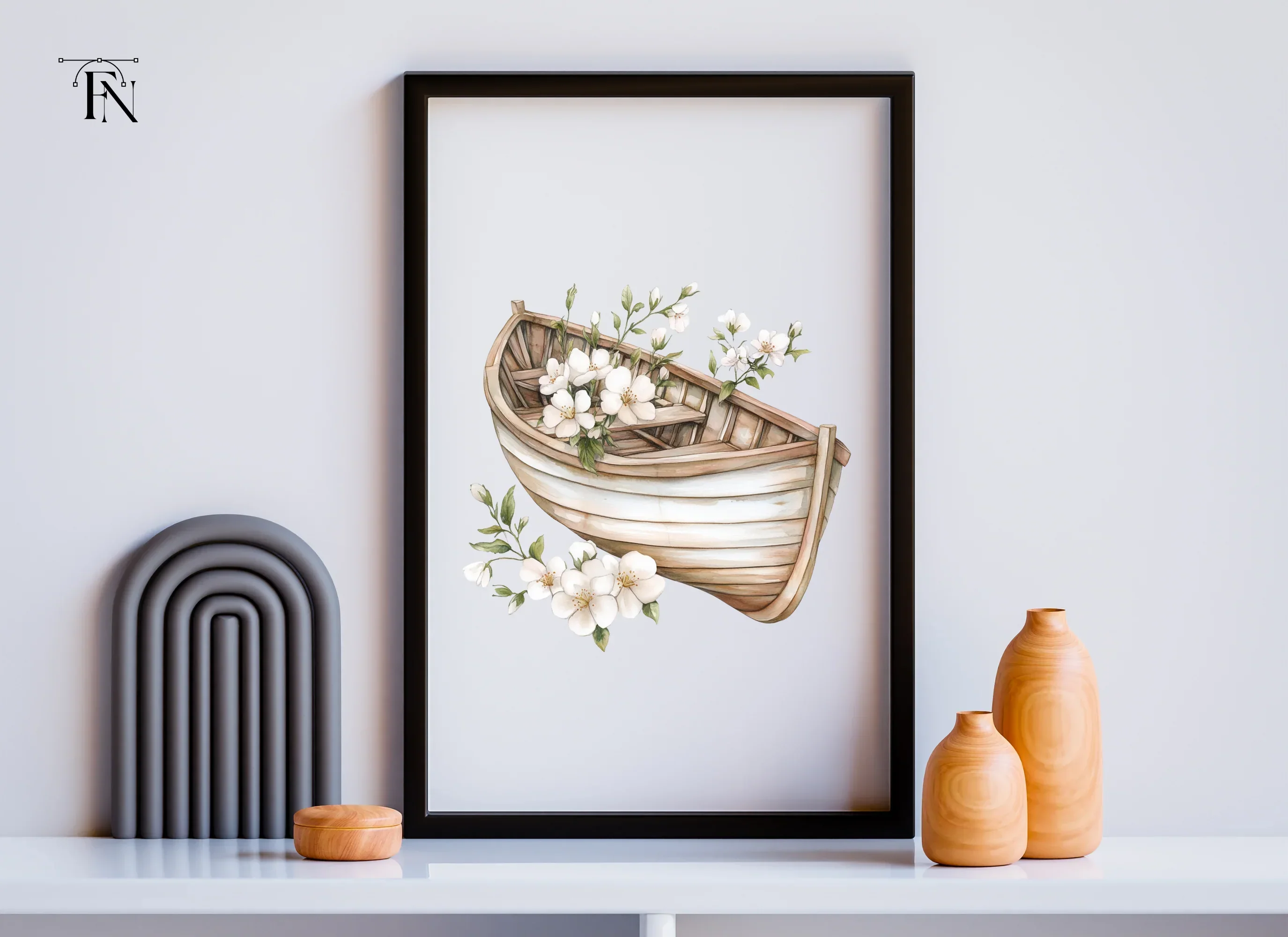 Boat with White Flowers Clipart Bundle - Image 3