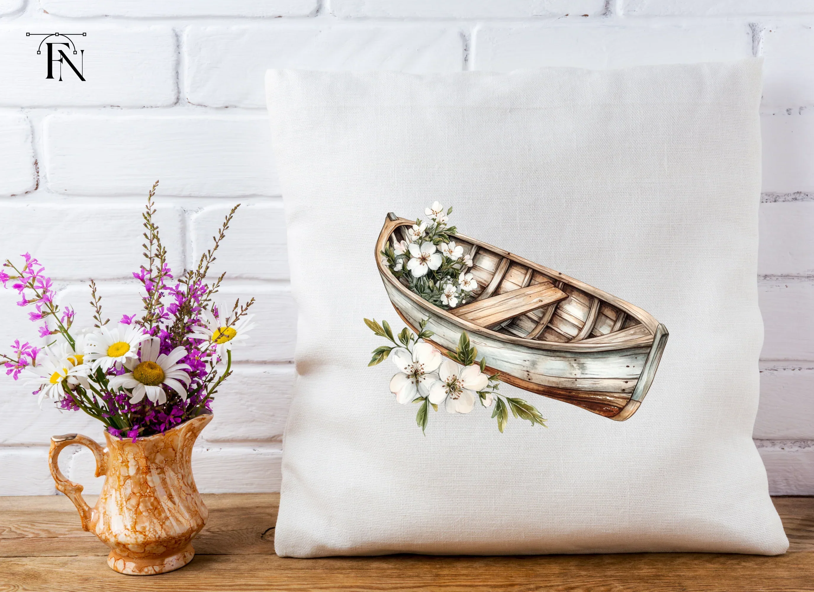 Boat with White Flowers Clipart Bundle - Image 4