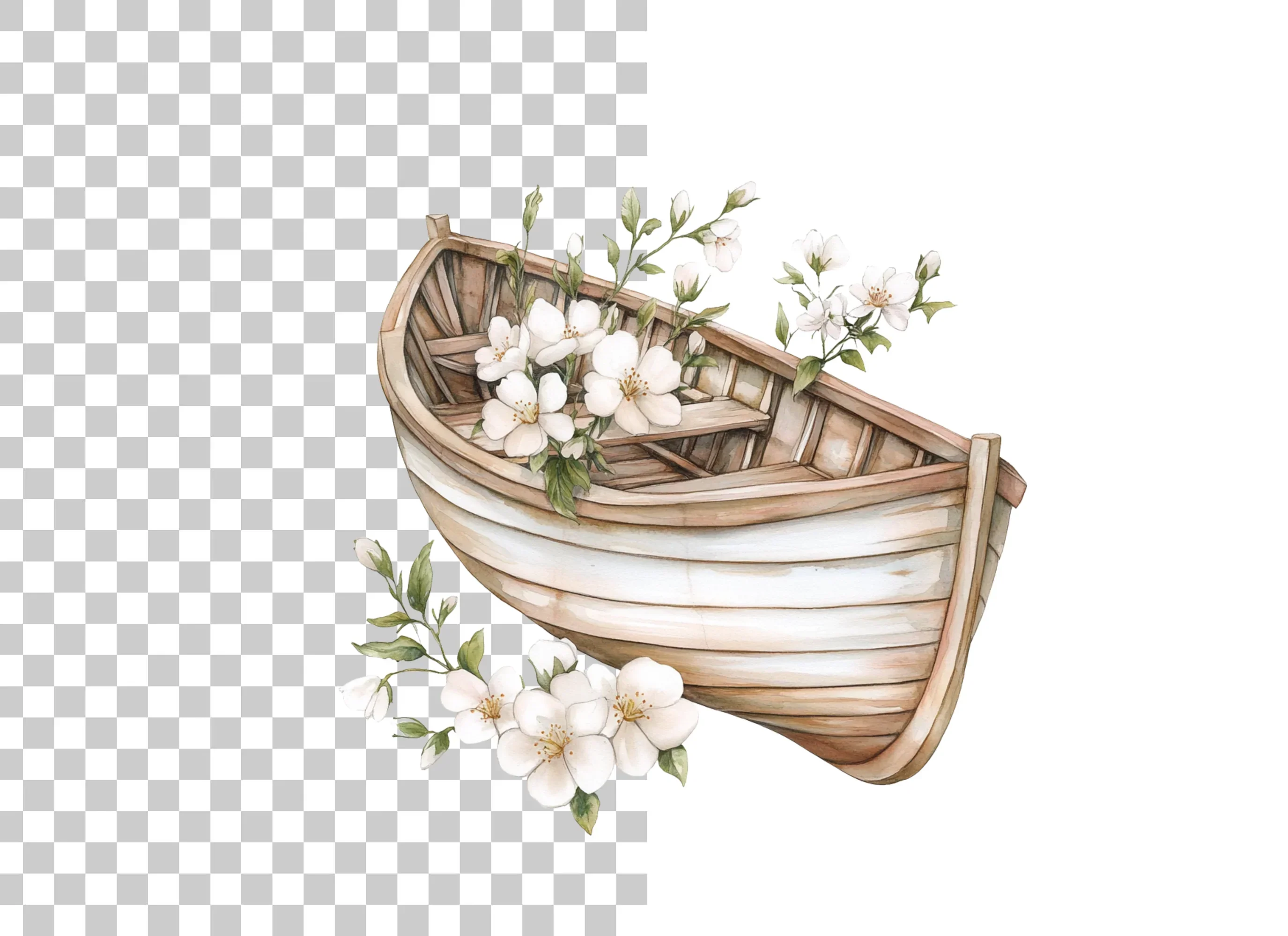 Boat with White Flowers Clipart Bundle - Image 6