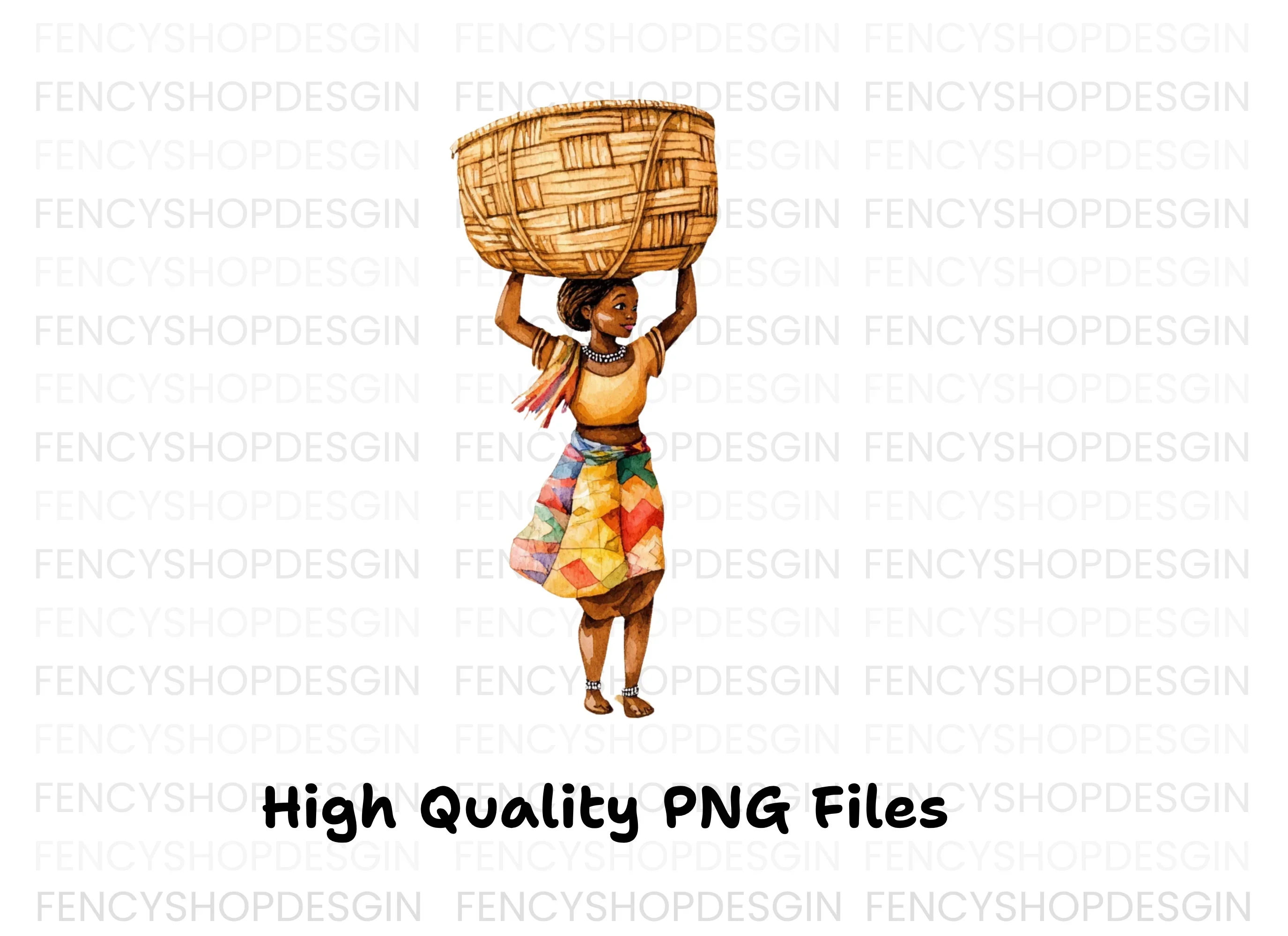 Body Woman with Basket on Head Clipart Bundle - Image 3