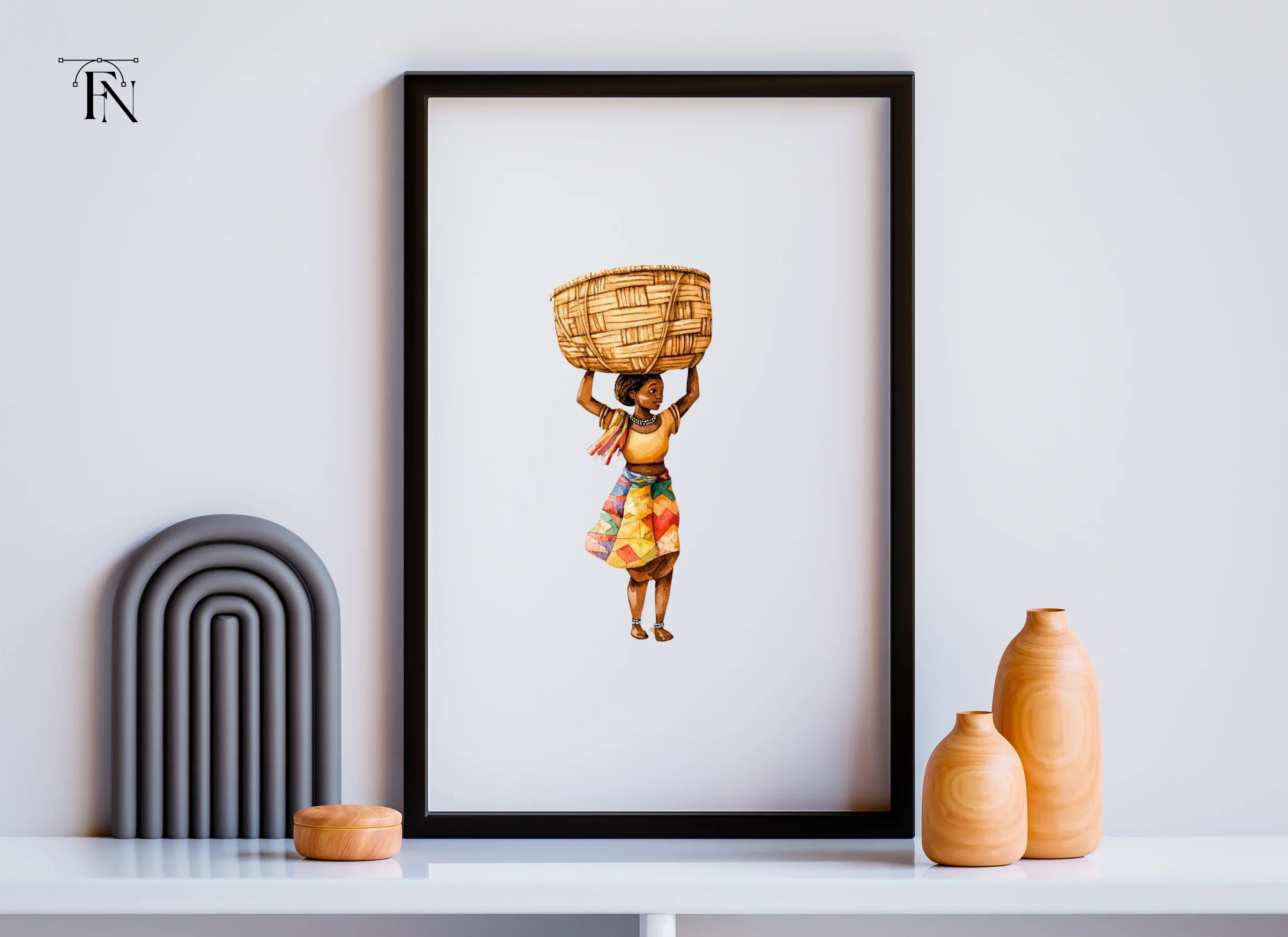 Body Woman with Basket on Head Clipart Bundle - Image 6