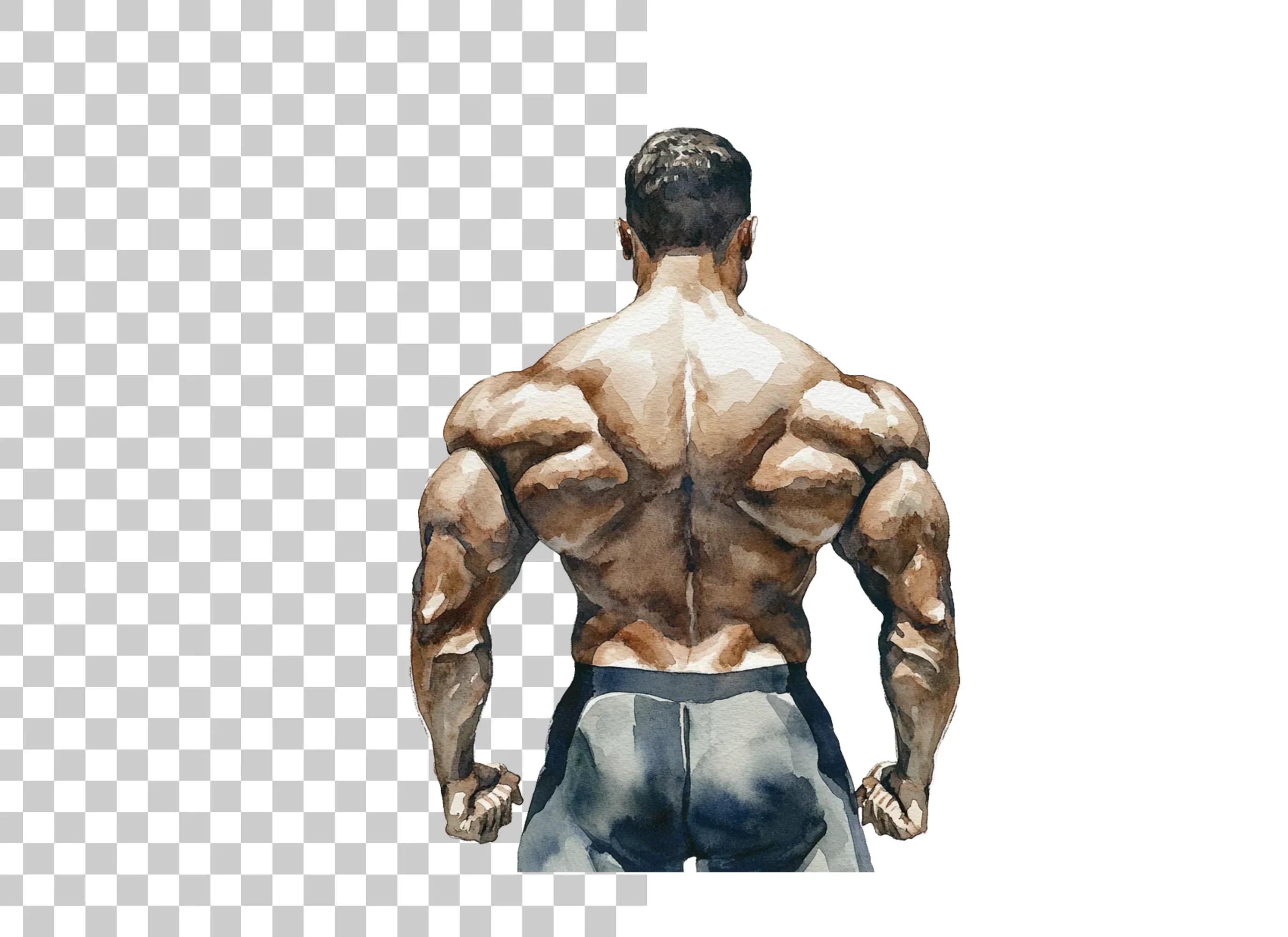 Bodybuilder Back Pose Clipart Bundle - Image 2
