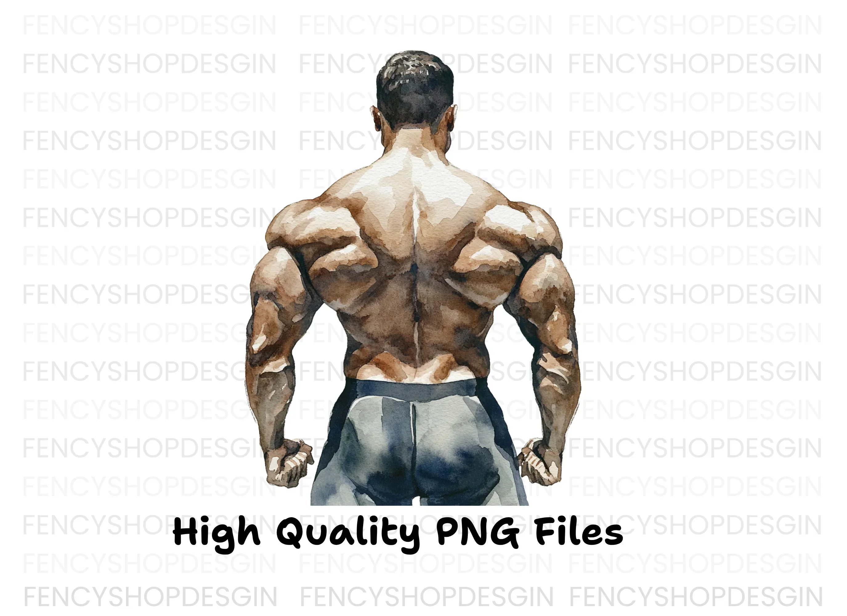 Bodybuilder Back Pose Clipart Bundle - Image 3