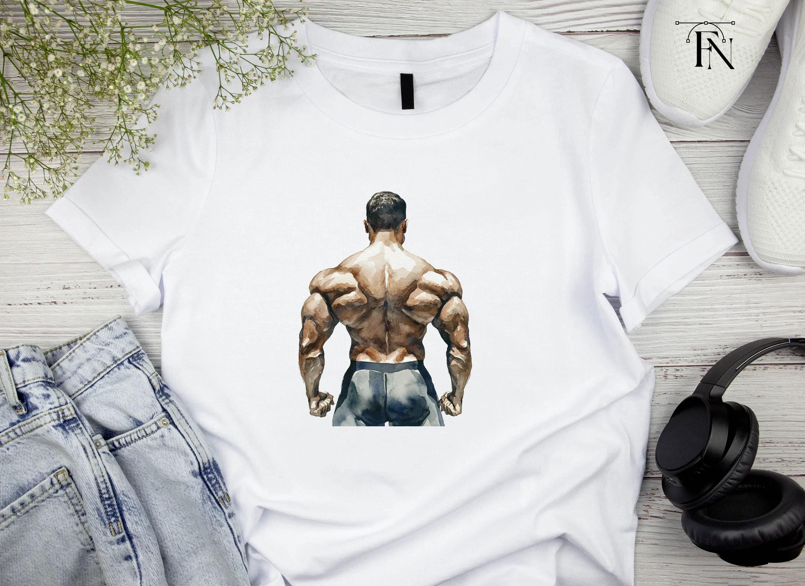 Bodybuilder Back Pose Clipart Bundle - Image 4