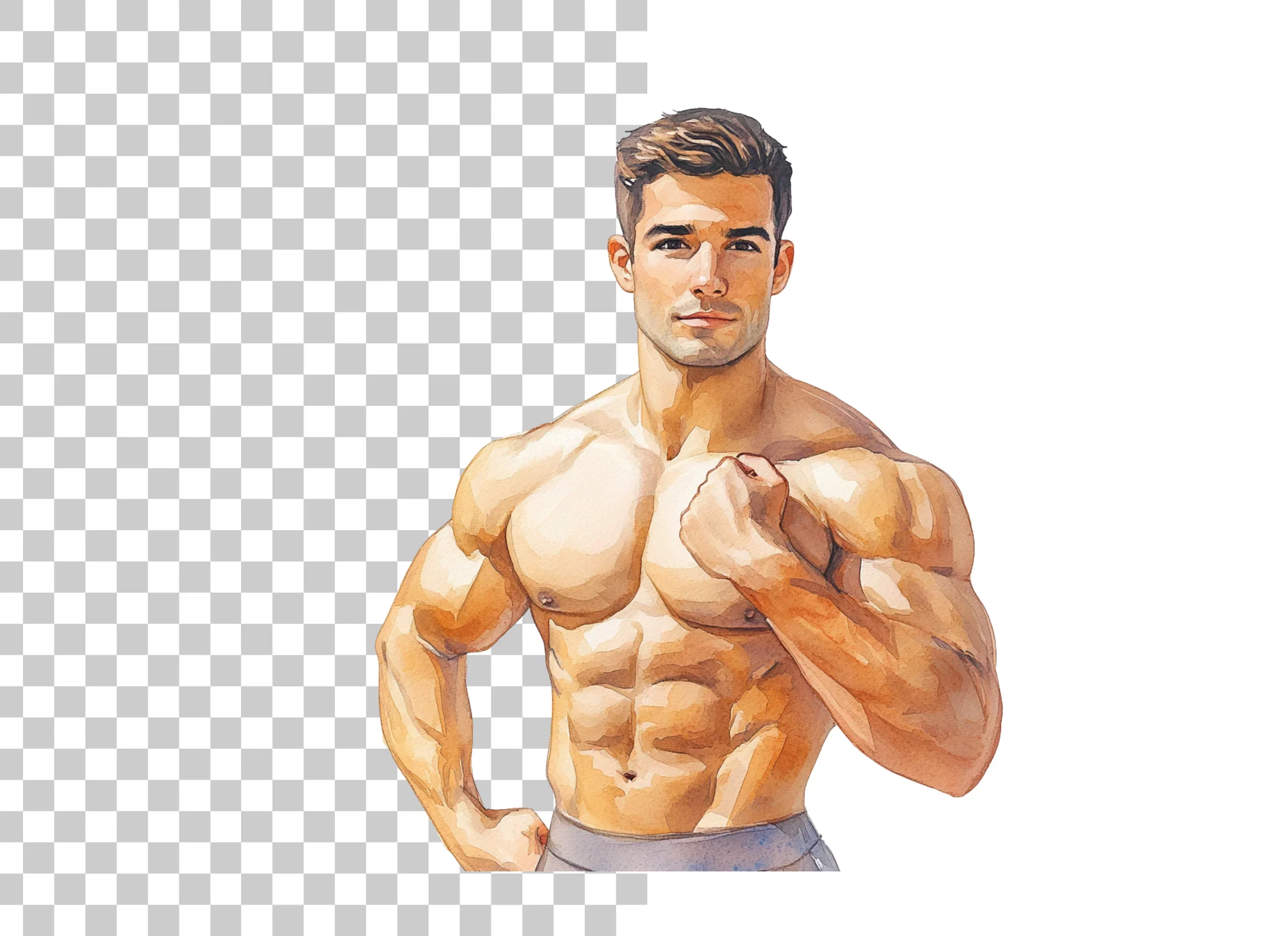 Bodybuilder Flexing Pose Clipart Bundle - Image 2