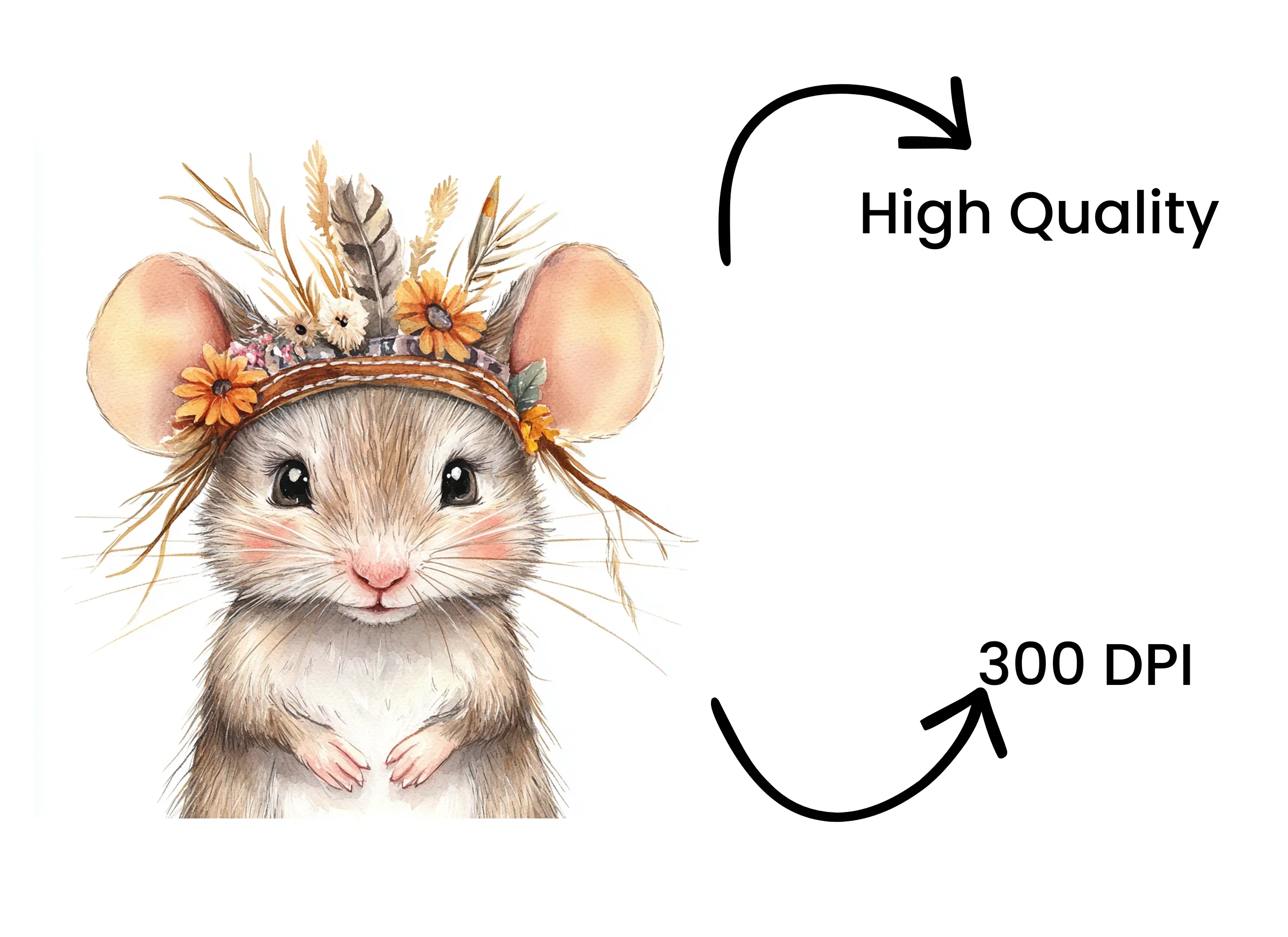 Boho Baby Mouse Clipart Bundle - Image 4