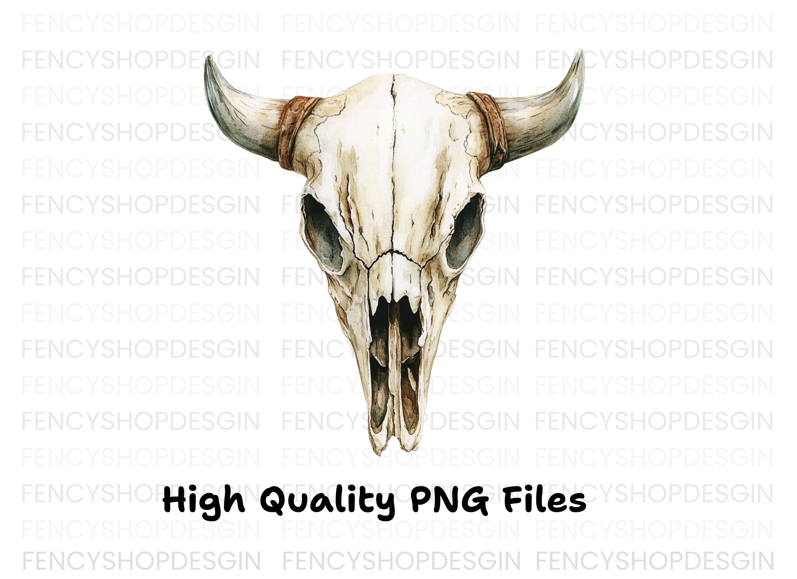 Boho Bull Skull Clipart Bundle - Image 3