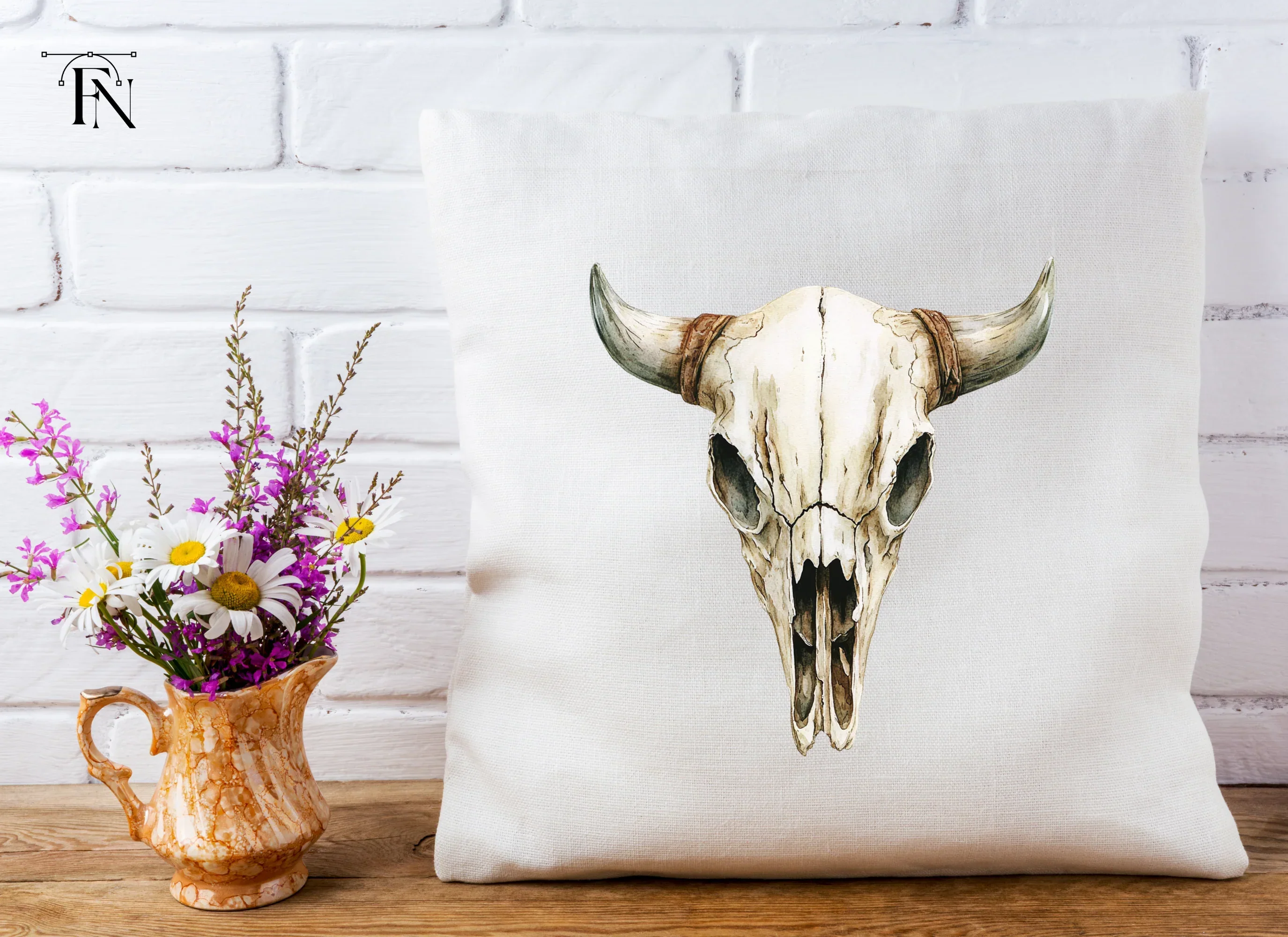 Boho Bull Skull Clipart Bundle - Image 5