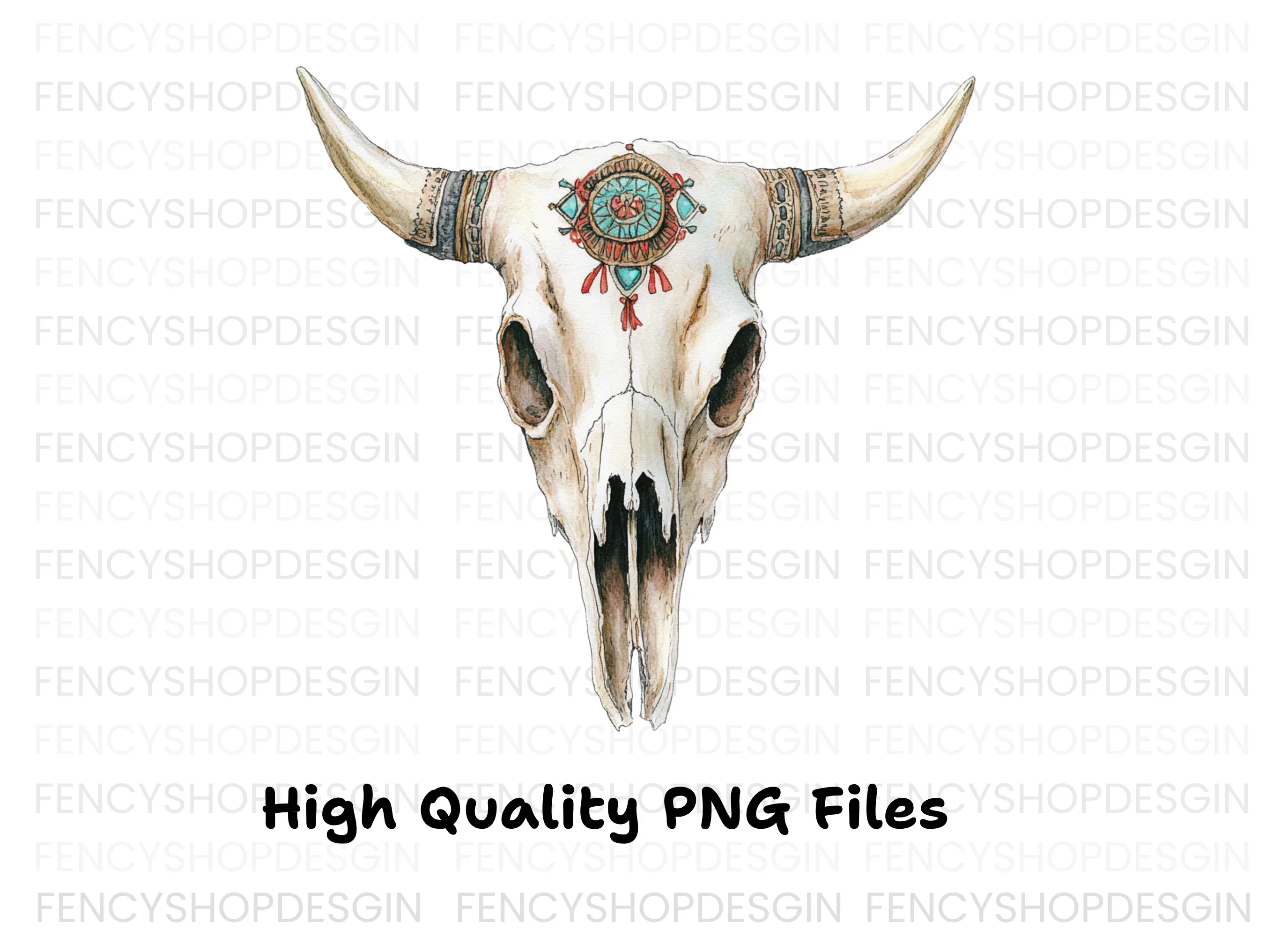 Boho Bull Skull Clipart Bundle - Image 2