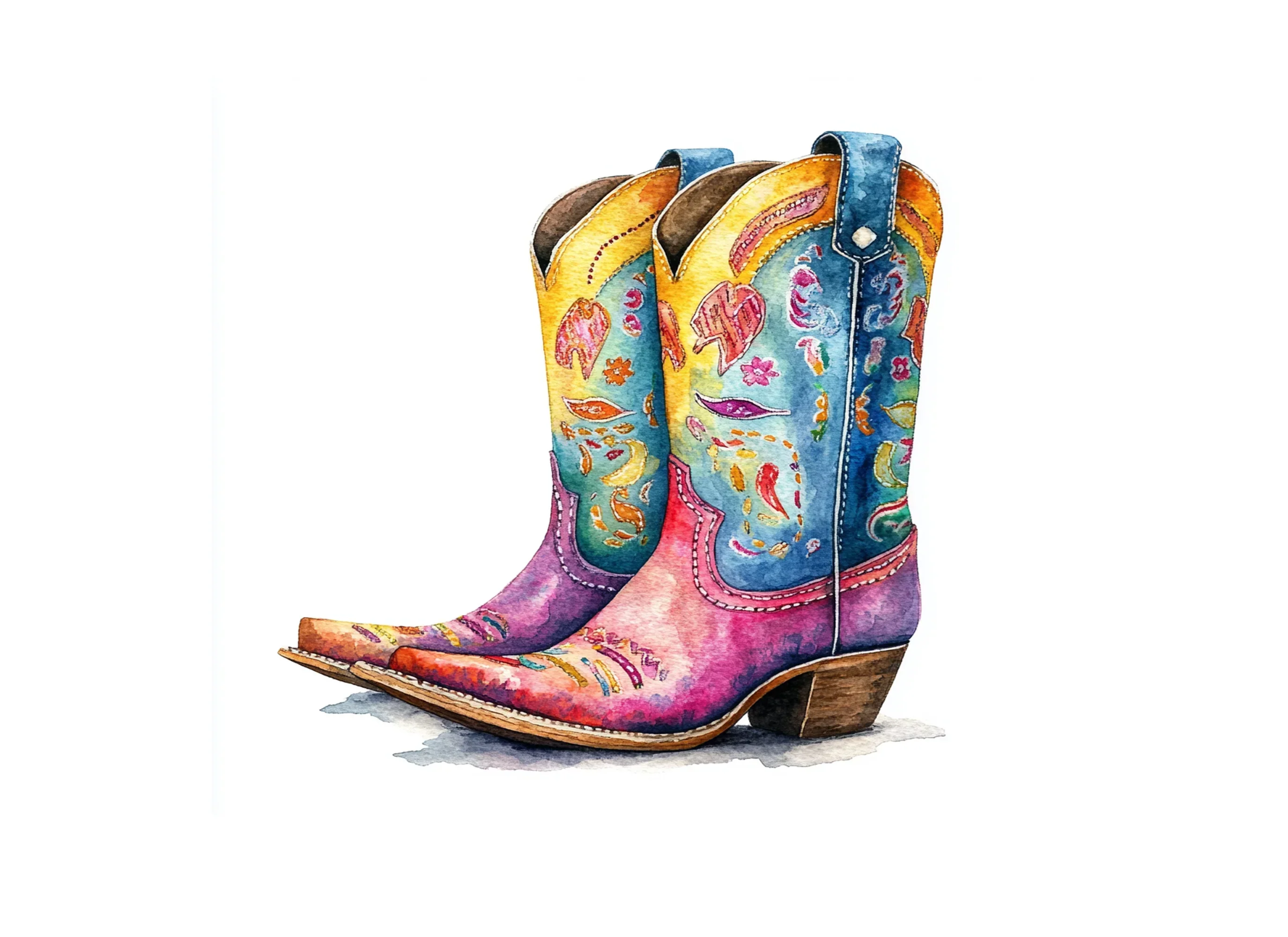 Boho Cowboy Boots Clipart Bundle - Image 3