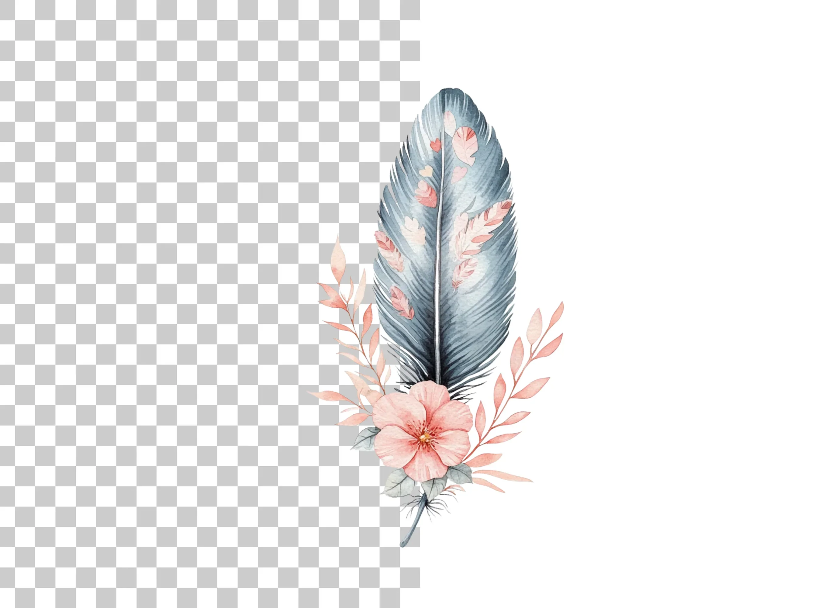 Boho Feather and Floral Clipart Bundle - Image 2