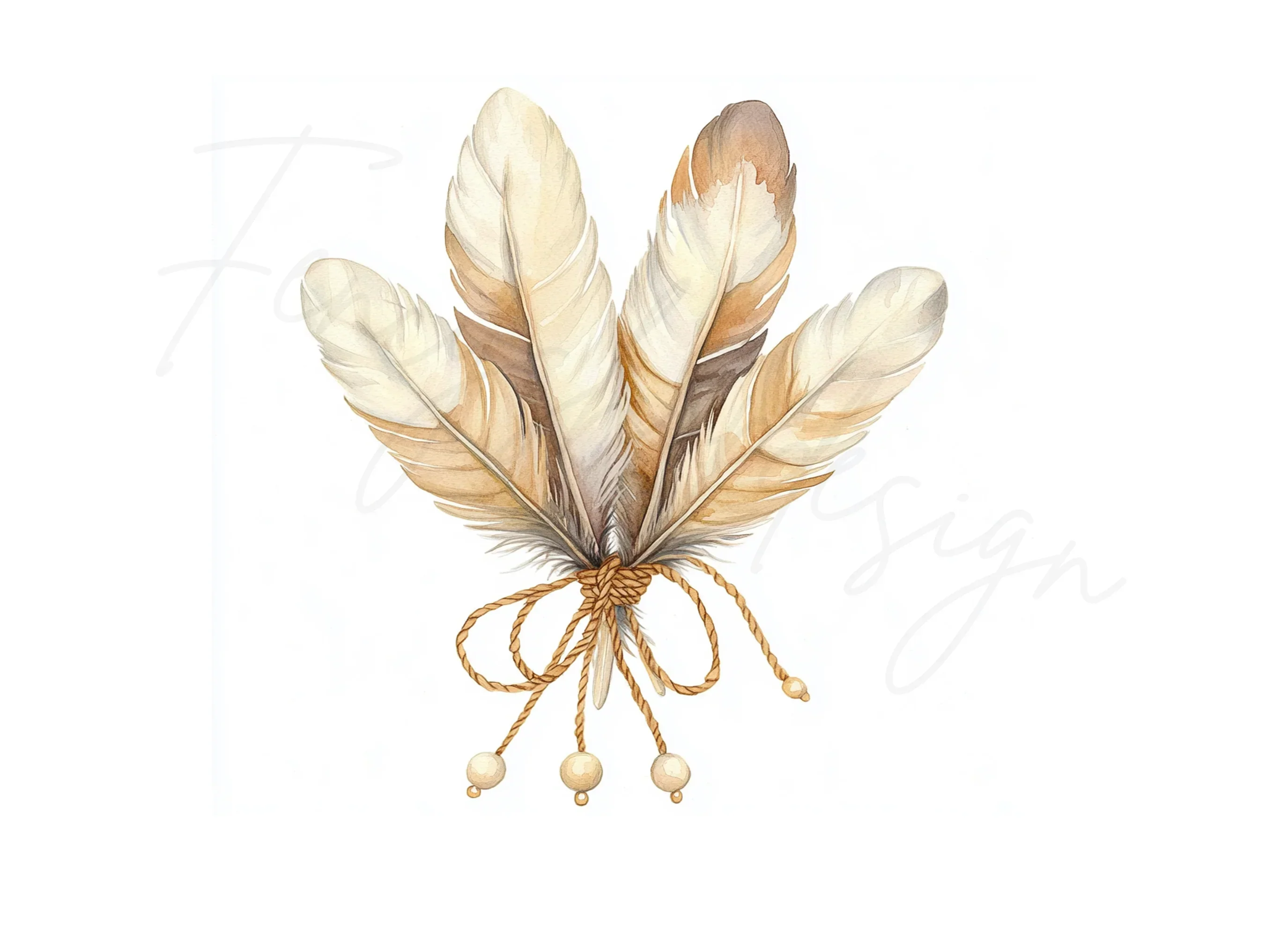 Boho Feather Bouquets Clipart Bundle - Image 3