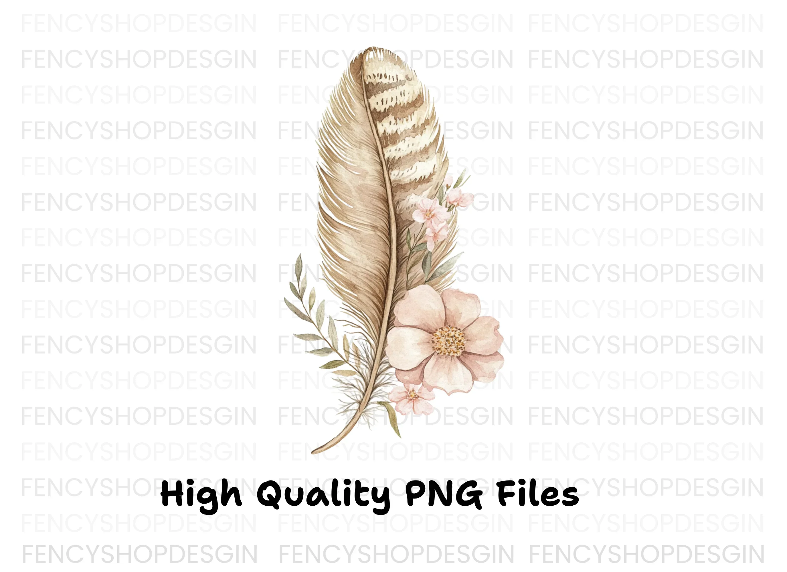Boho Feather Floral Clipart Bundle - Image 3