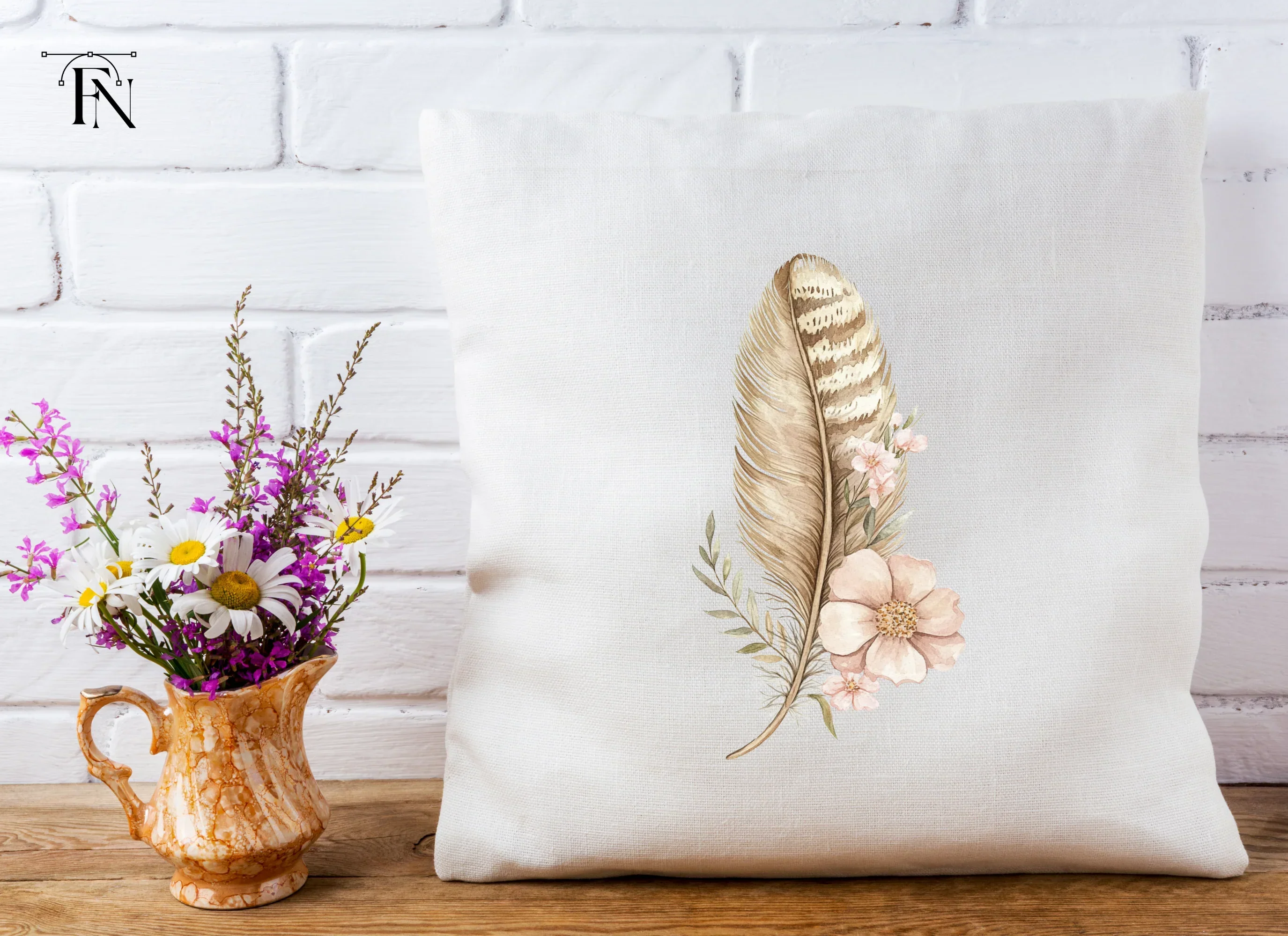 Boho Feather Floral Clipart Bundle - Image 5